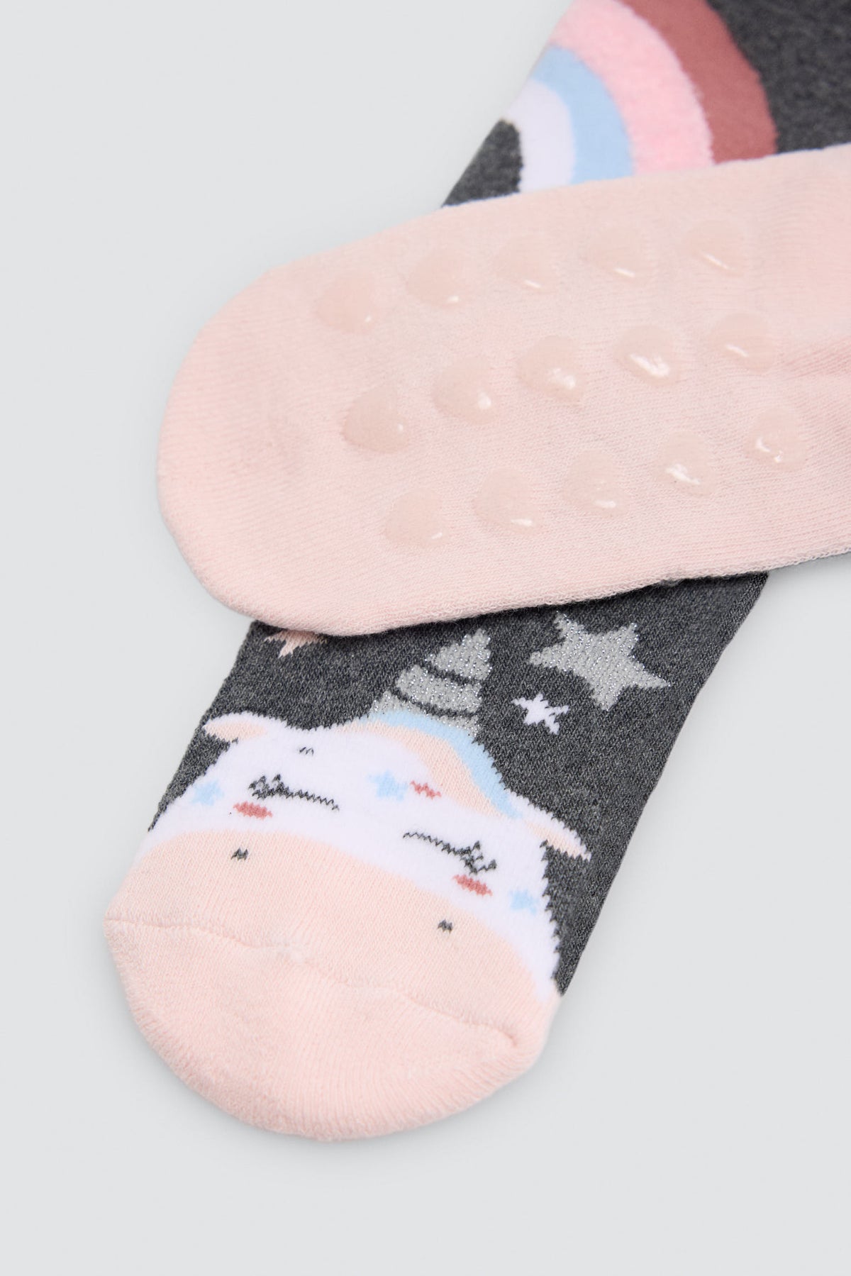 Pack de 3 meias térmicas antiderrapantes de menina com estampados de unicórnios e arco-íris