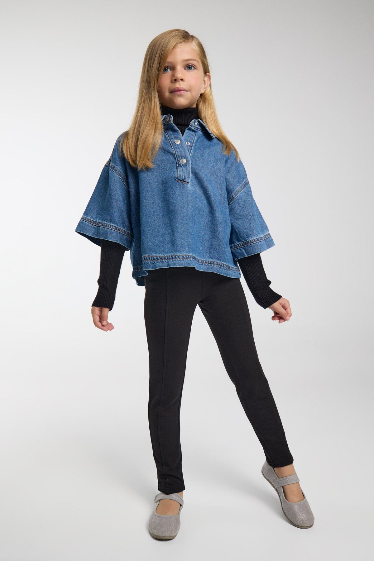 TÉRMICO Leggings de menina pretos skinny cardados