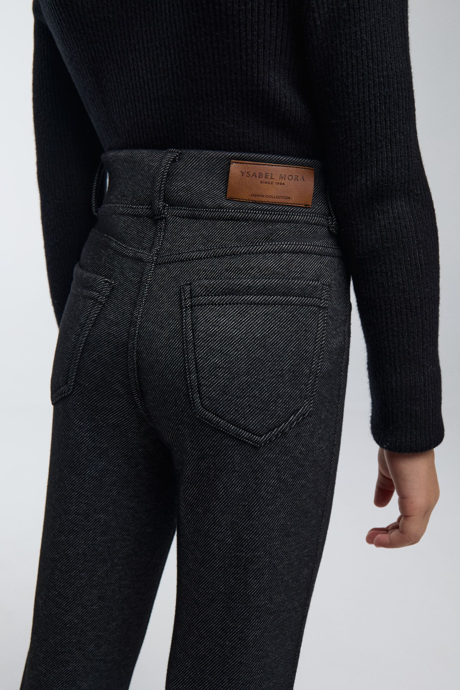 TÉRMICO Leggings de menina pretos cardados efeito denim