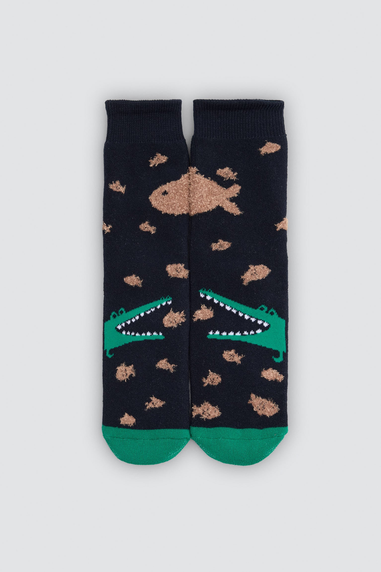 Pack de 3 meias térmicas antiderrapantes de menino com estampados de crocodilos e tubarões