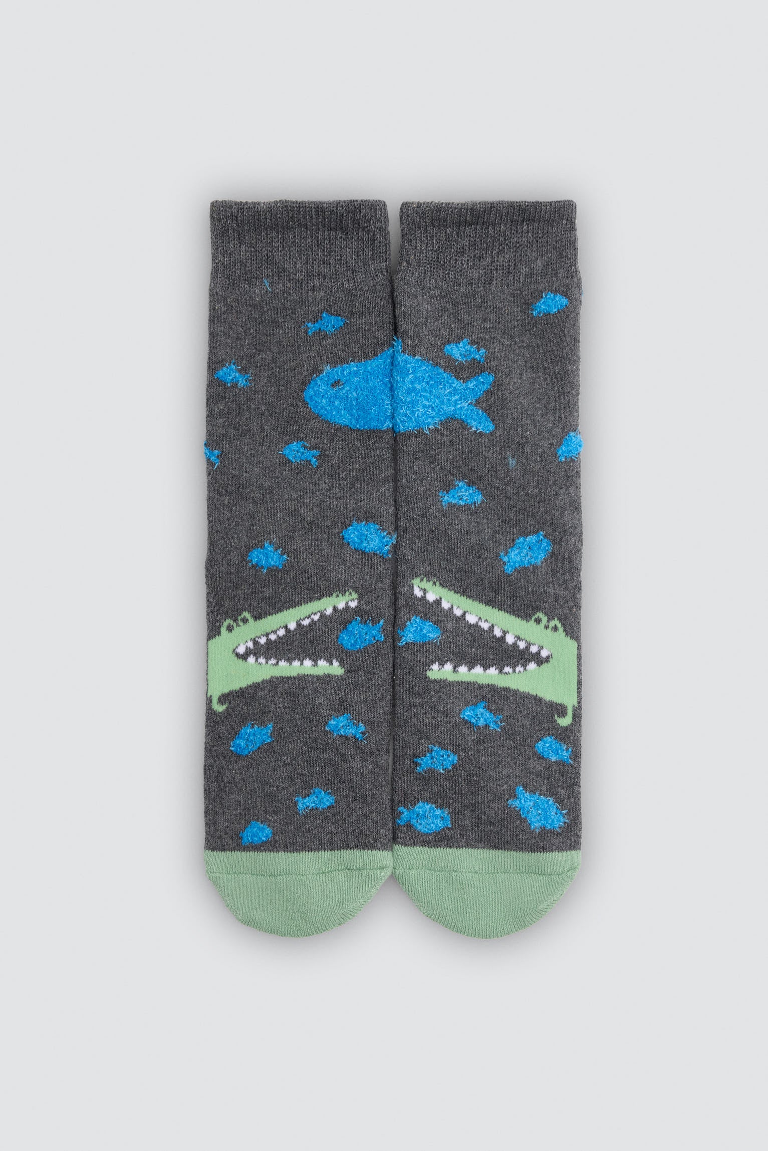 Pack de 3 meias térmicas antiderrapantes de menino com estampados de crocodilos e tubarões
