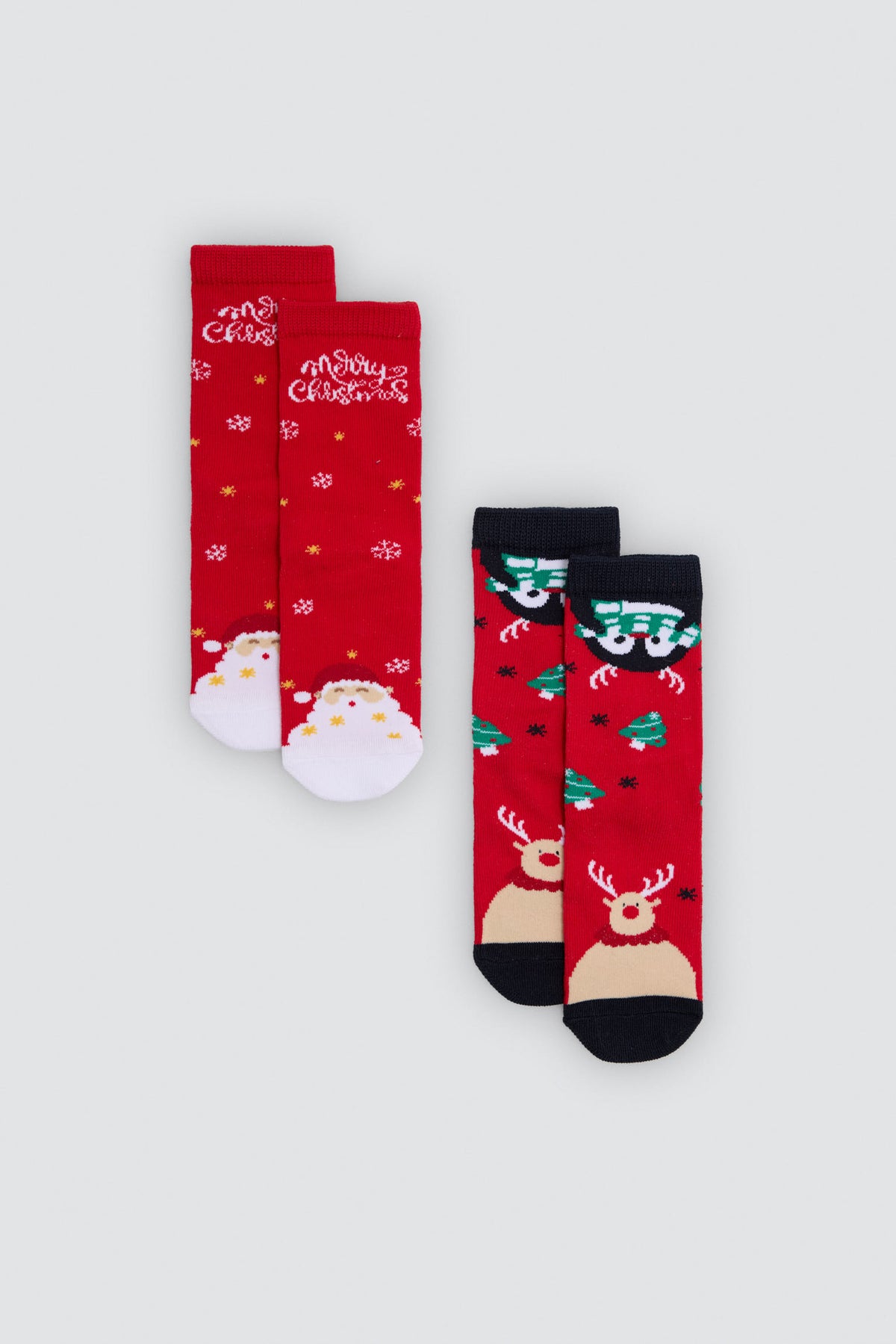 Pack de 2 meias infantis com estampado de Natal