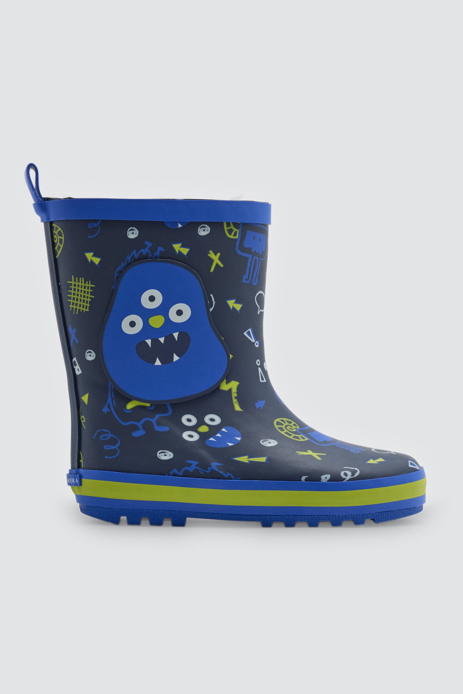 PRÉ-VENDA Botas de chuva de menino estampado de monstros com forro sherpa