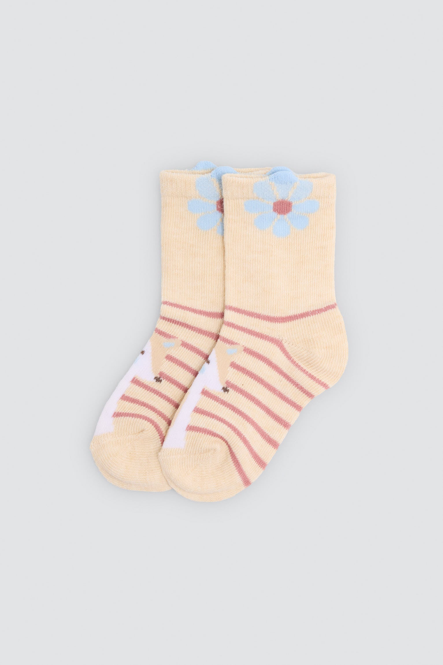 Pack de 4 meias de bebé com estampado de flores e raposas