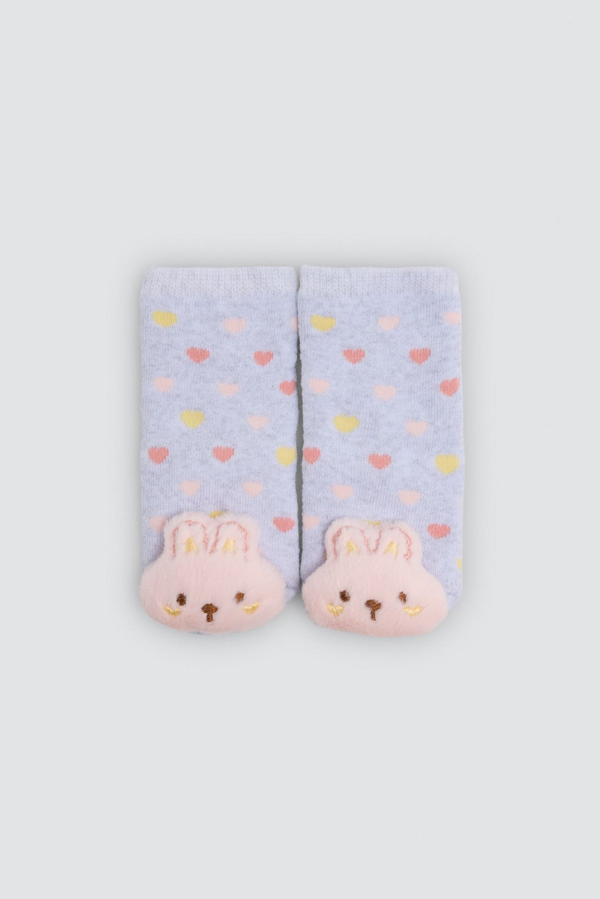 Pack de 2 meias térmicas sensoriais de bebé com coelhos 3D