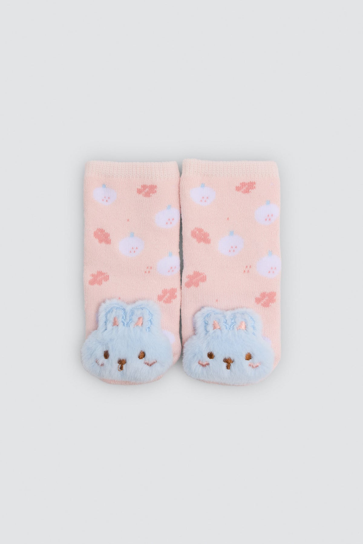 Pack de 2 meias térmicas sensoriais de bebé com coelhos 3D