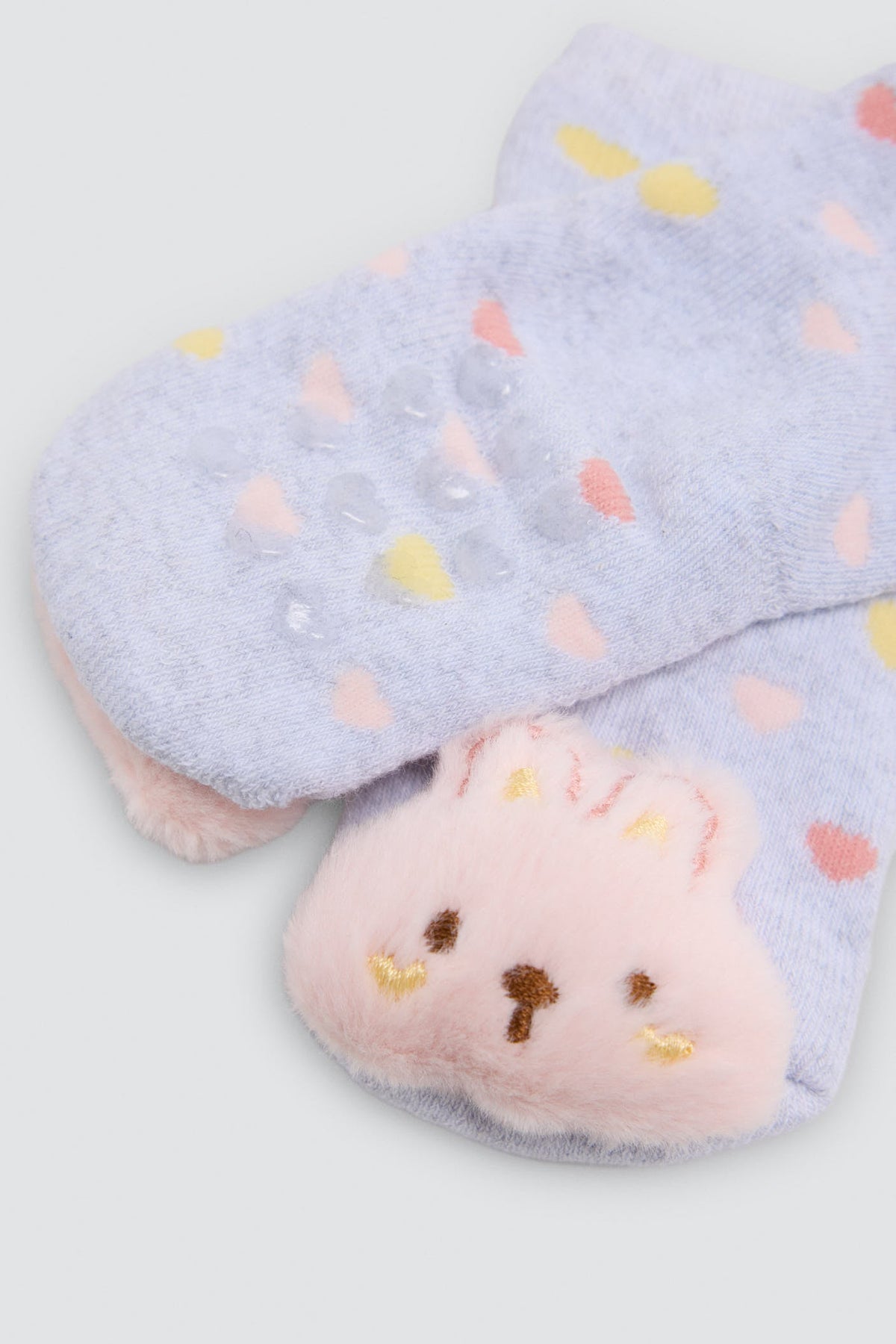 Pack de 2 meias térmicas sensoriais de bebé com coelhos 3D