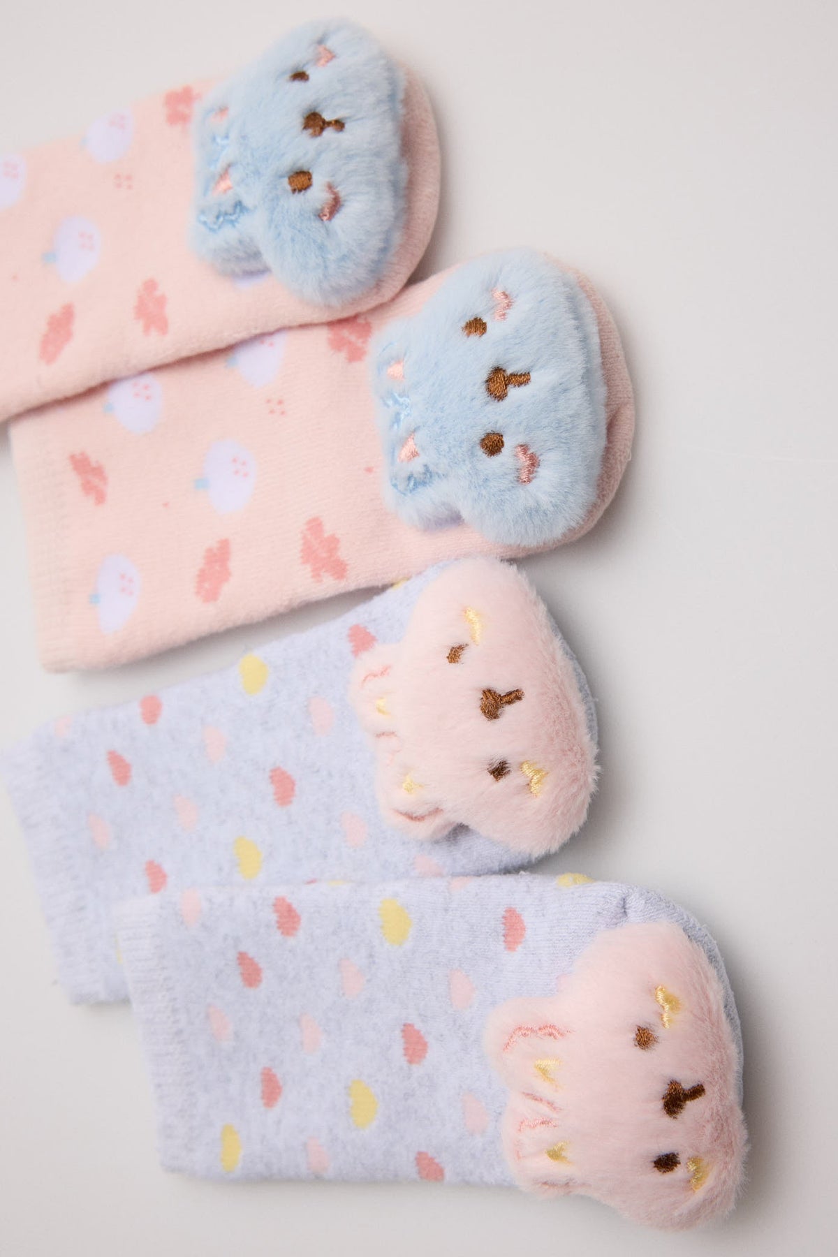 Pack de 2 meias térmicas sensoriais de bebé com coelhos 3D