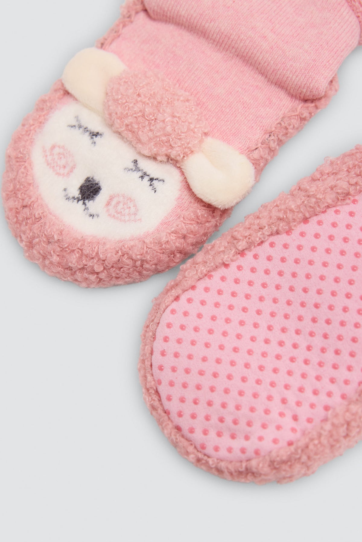 Meias-pantufa térmicas de bebé com ovelhinha rosa