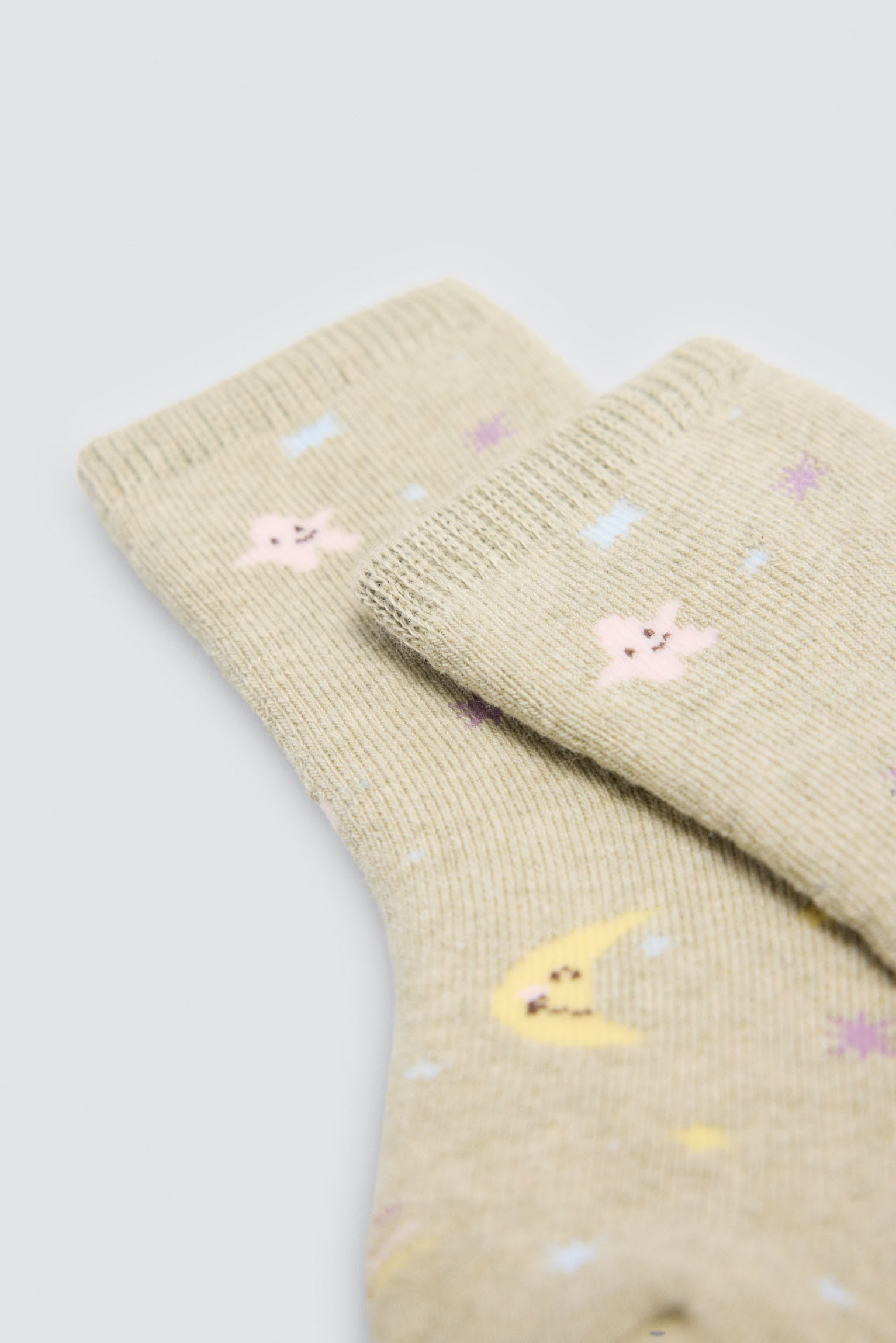 Pack de 4 meias térmicas de bebé com estampado de luas e estrelas