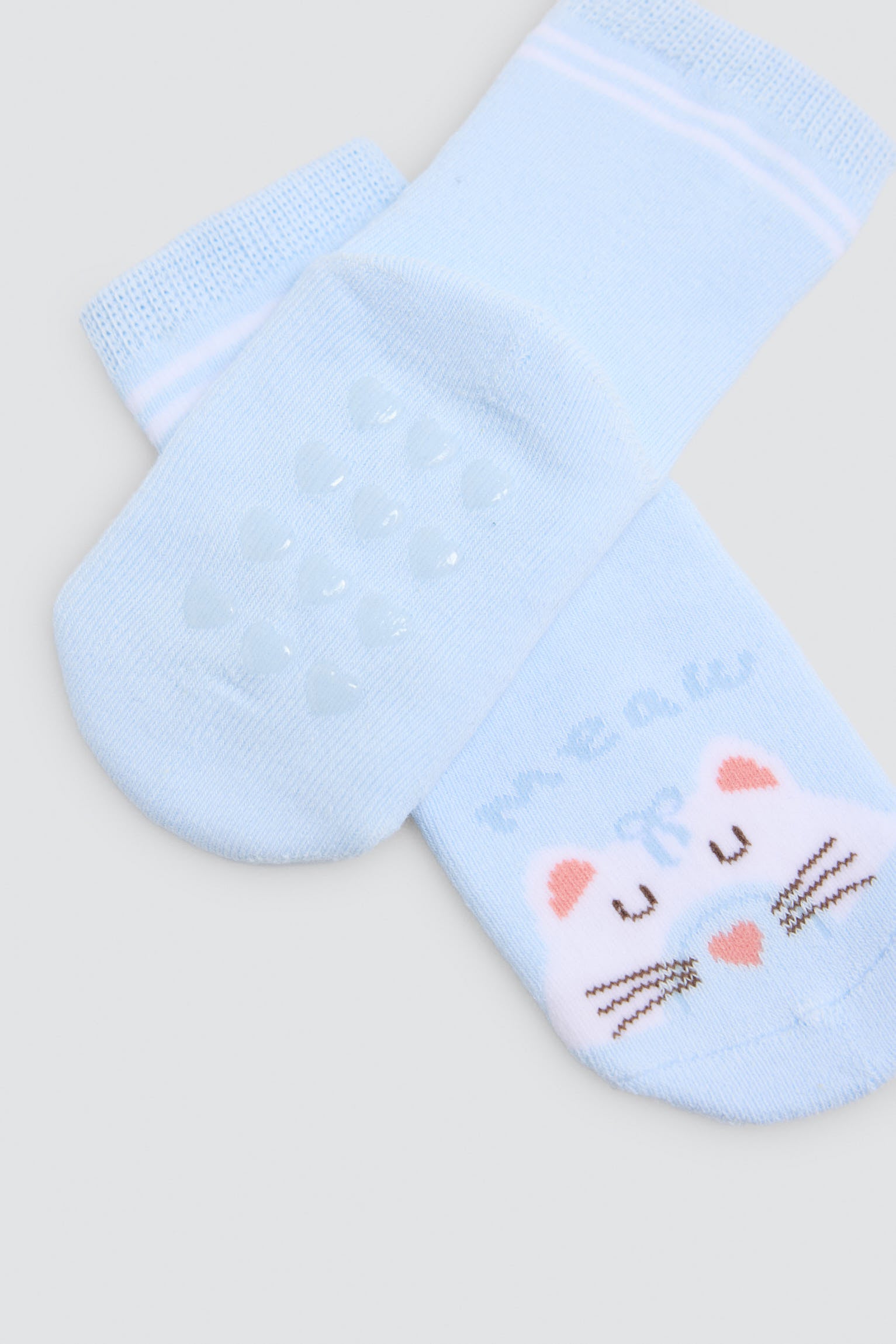 Pack de 2 meias térmicas antiderrapantes de bebé com estampados de gatos e arco-íris