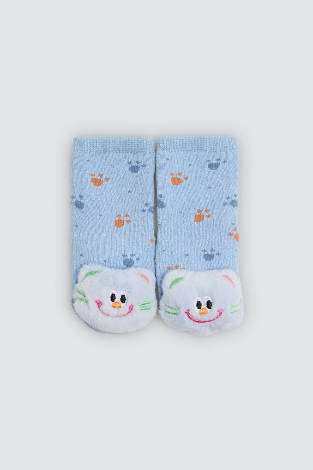 Pack de 2 meias térmicas antiderrapantes sensoriais de bebé com gatinhos