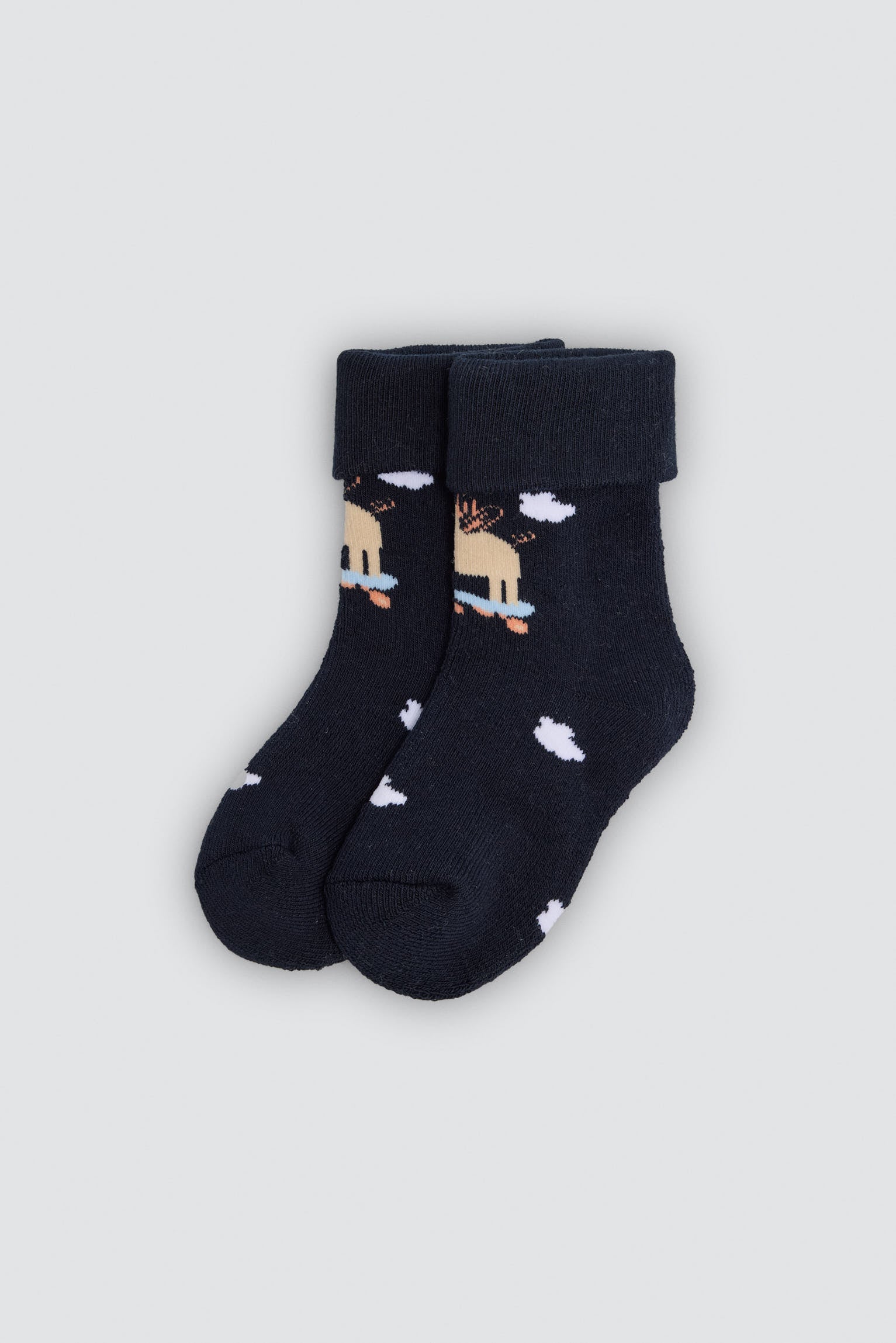 Pack de 4 meias térmicas de bebé com estampado de tratores e porcos