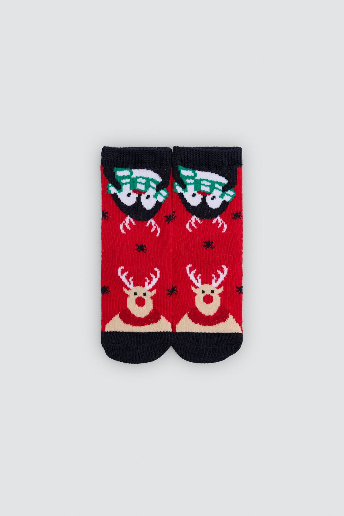 Pack de 2 meias de bebé de Natal com renas e Pai Natal