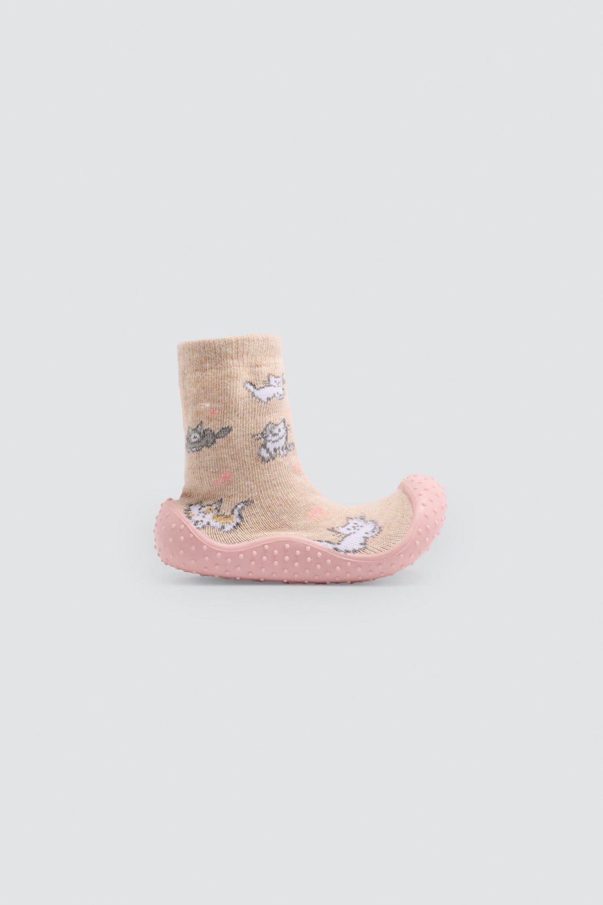 Meias-pantufa de bebé menina com estampado de gatinhos