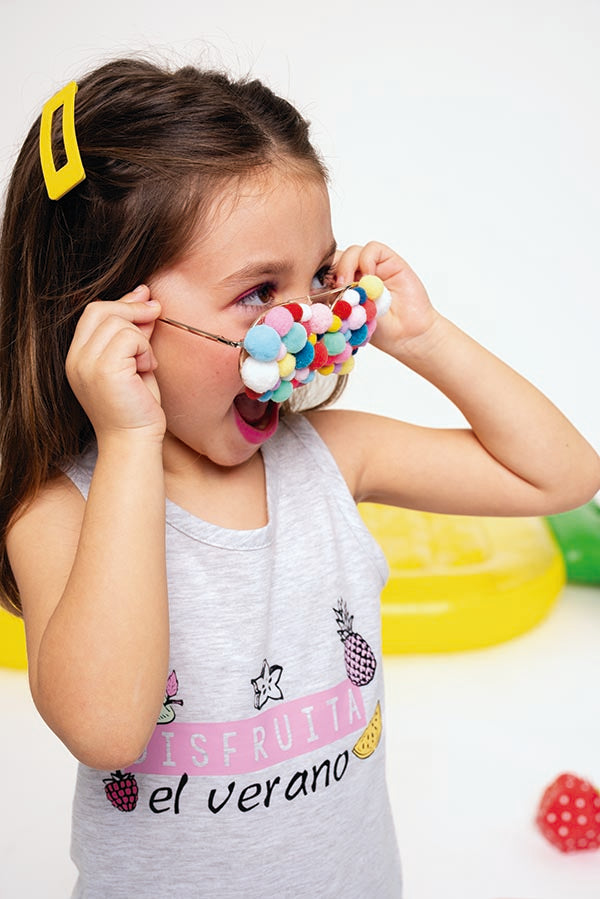 Pijama infantil com suspensórios de algodão Frutas | MUYDEMI