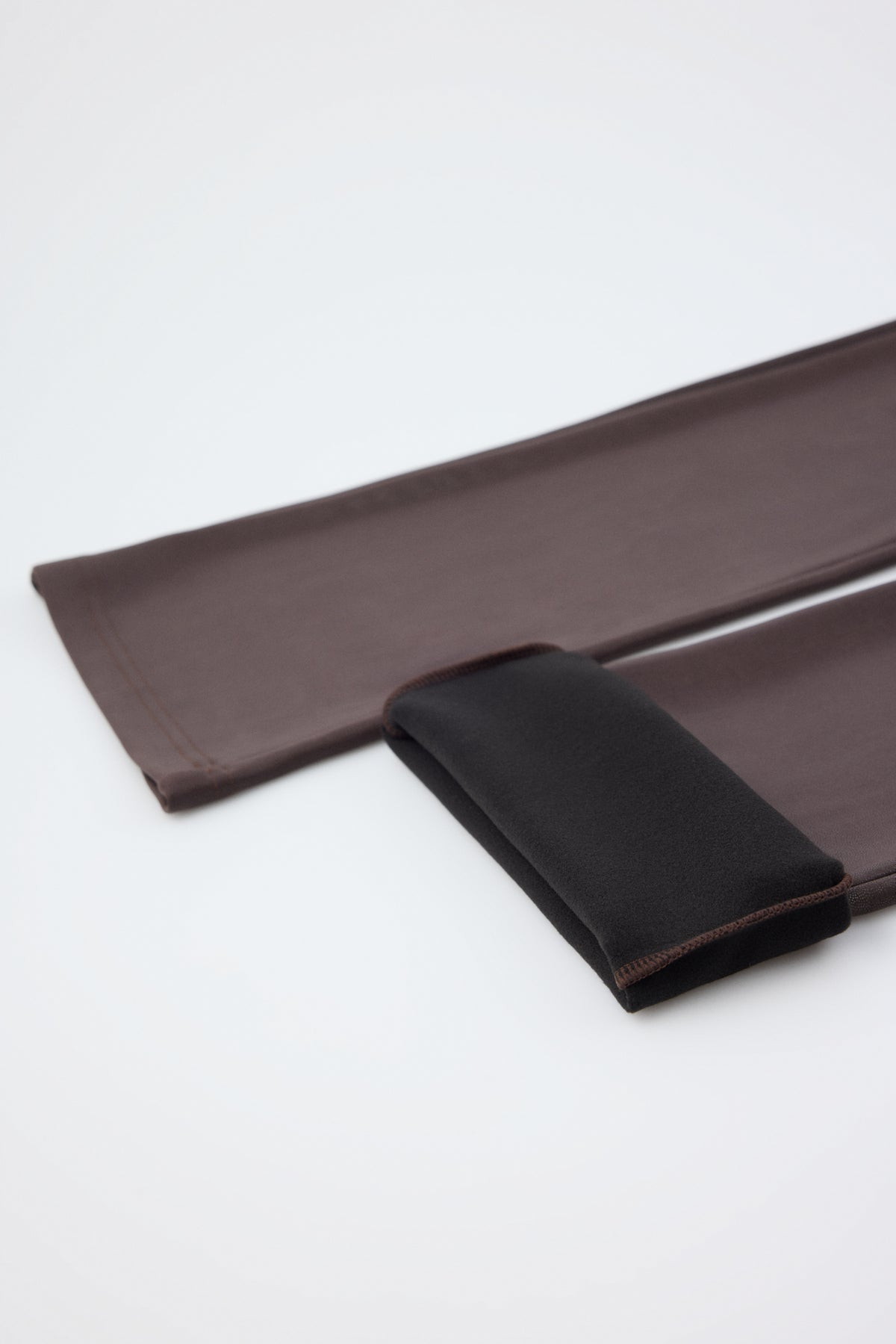 TÉRMICO leggings à boca de sino efeito pele castanho chocolate
