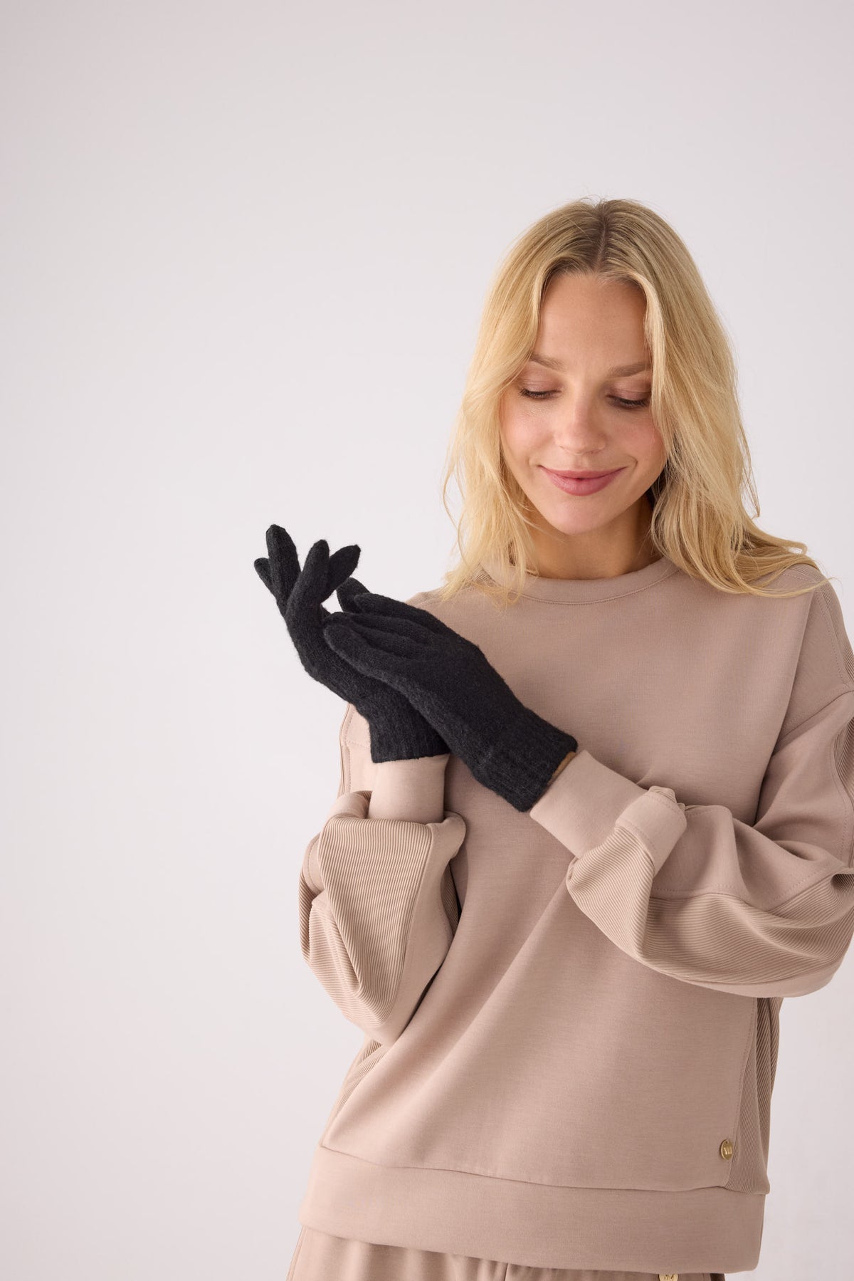 Guantes de punto táctiles mujer negro