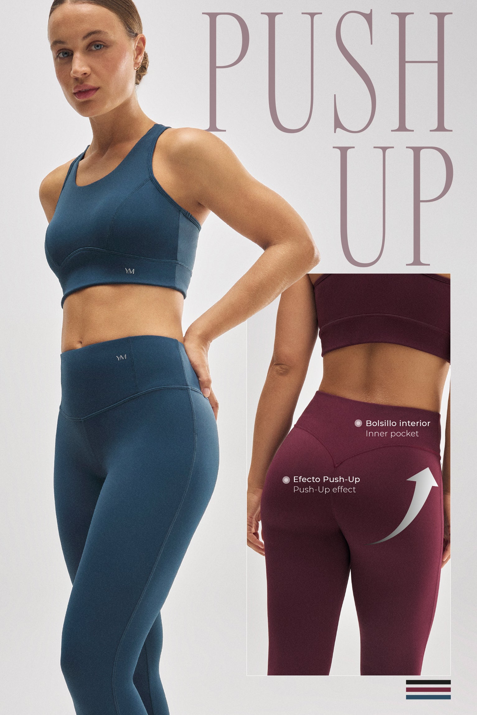Legging esportiva azul com efeito push-up