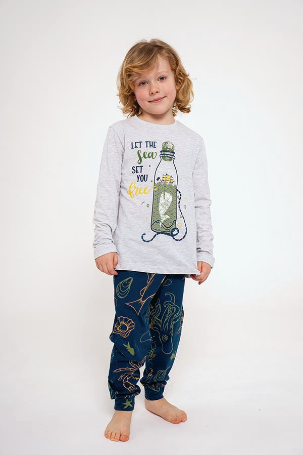 Pijama longo infantil de algodão Let the Sea | MUYDEMI