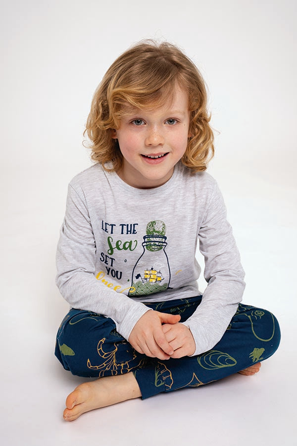 Pijama longo infantil de algodão Let the Sea | MUYDEMI