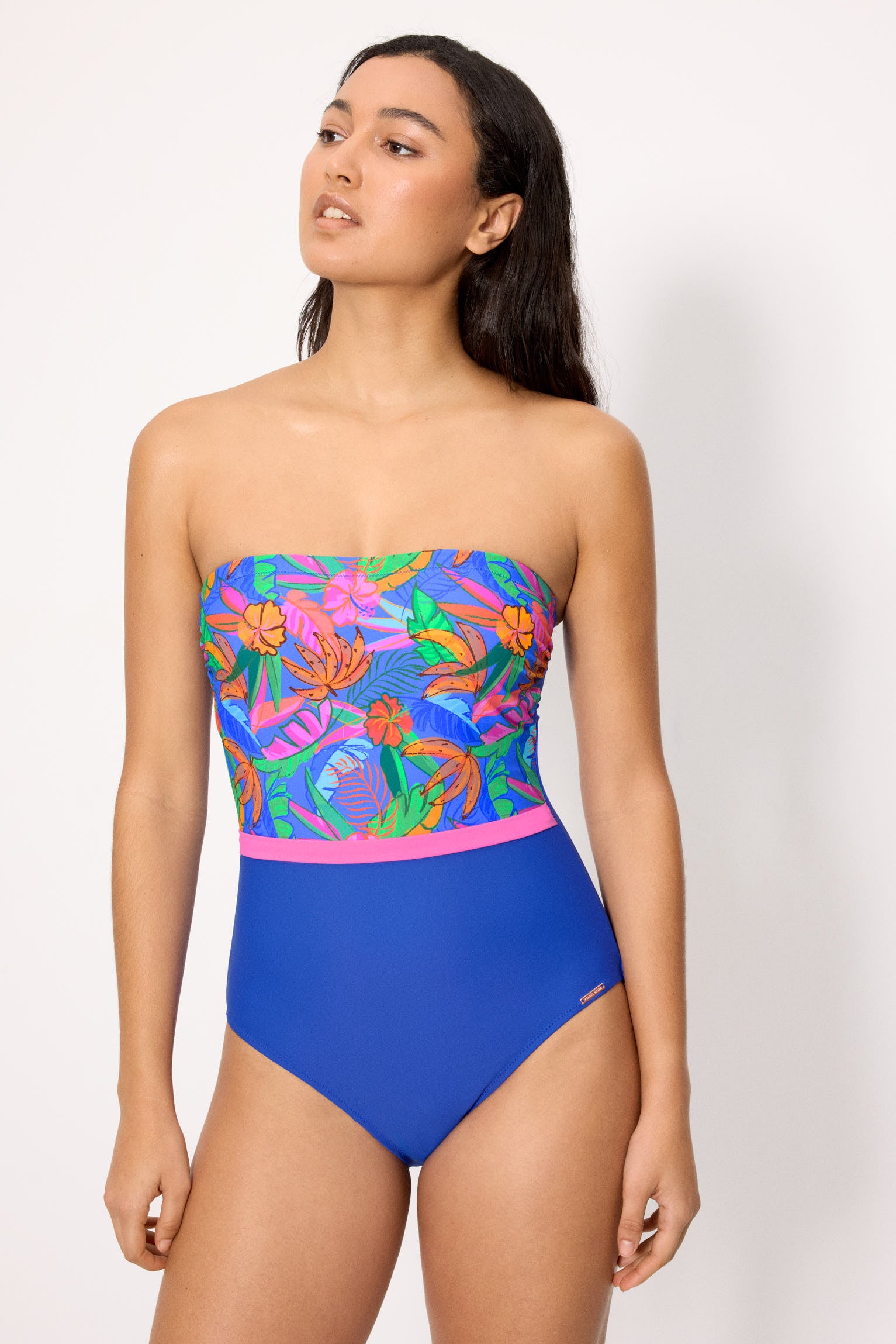 Bañador reductor bandeau estampado tropical copa B - Ysabel Mora
