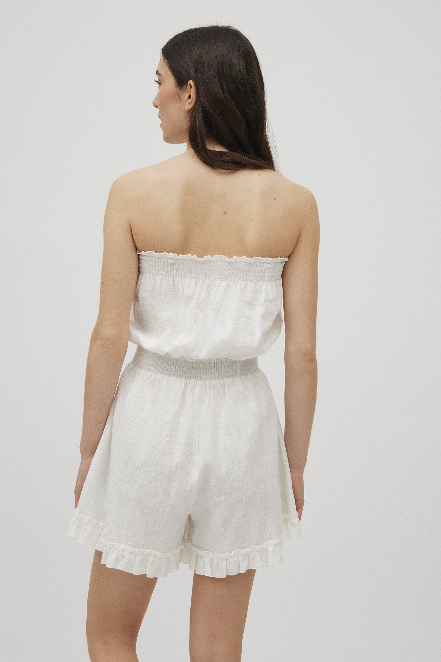 Macacão curto de algodão com alças removíveis