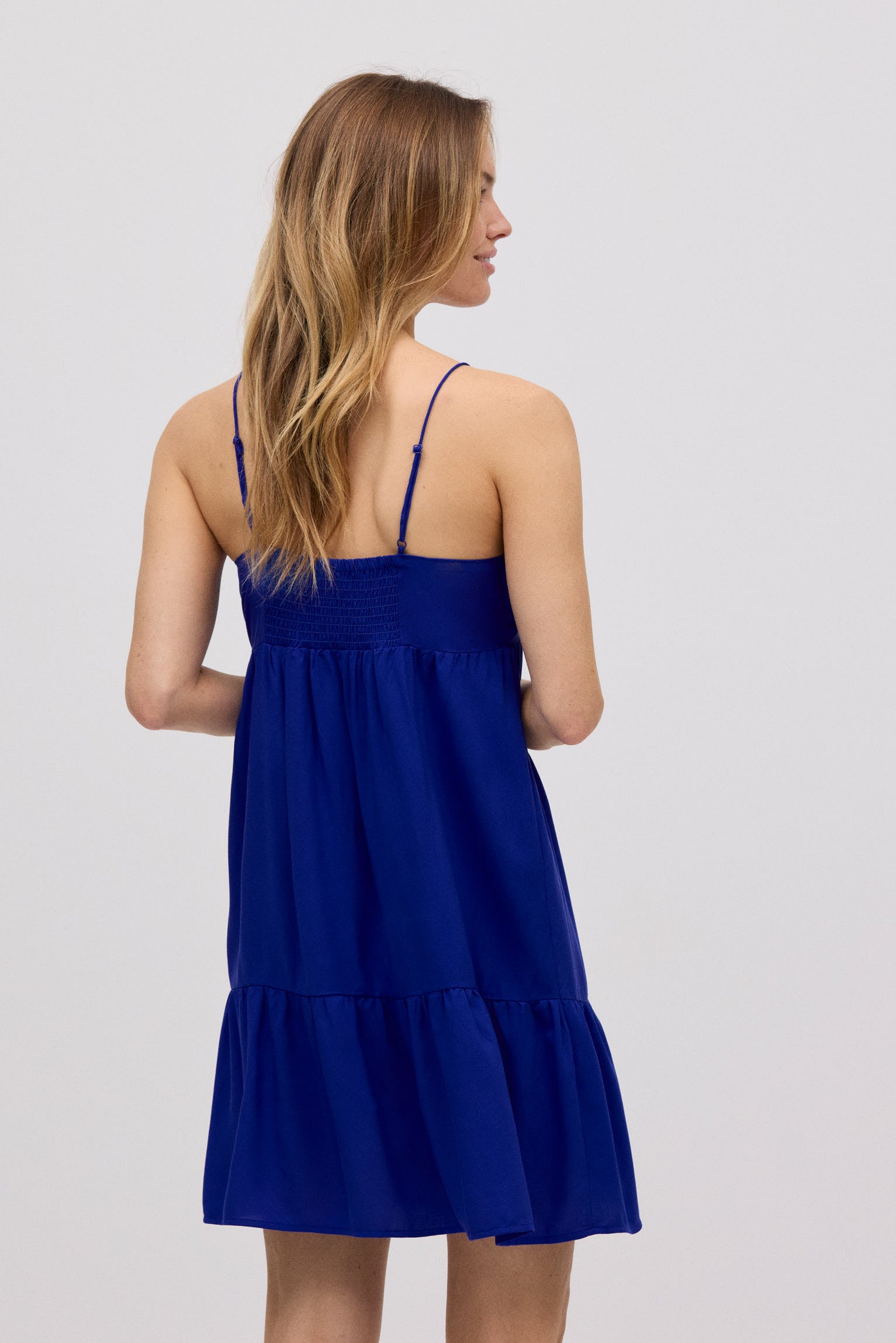 Vestido midi azul marinho