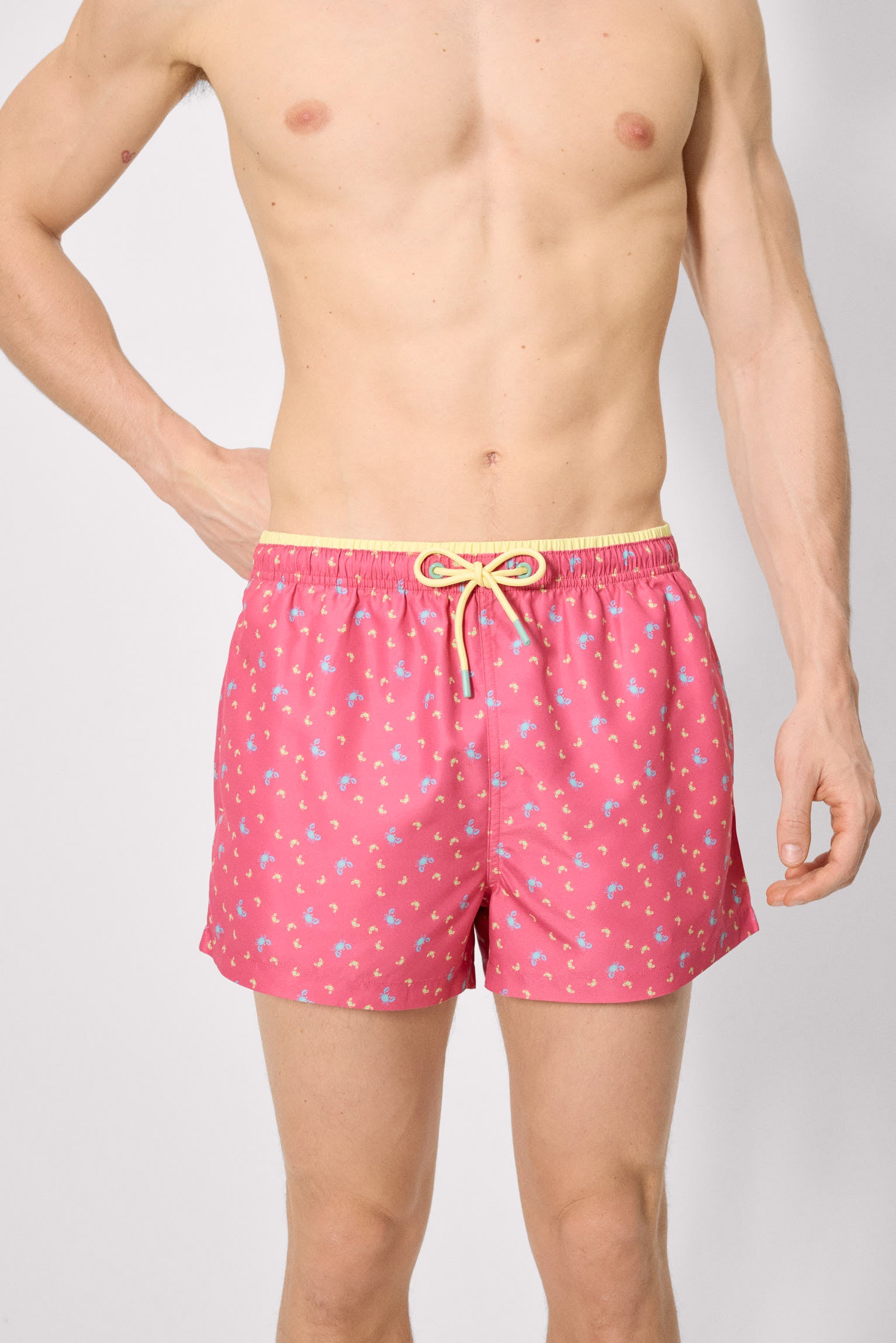 Bañador medio estampado cangrejos rosa - Ysabel Mora