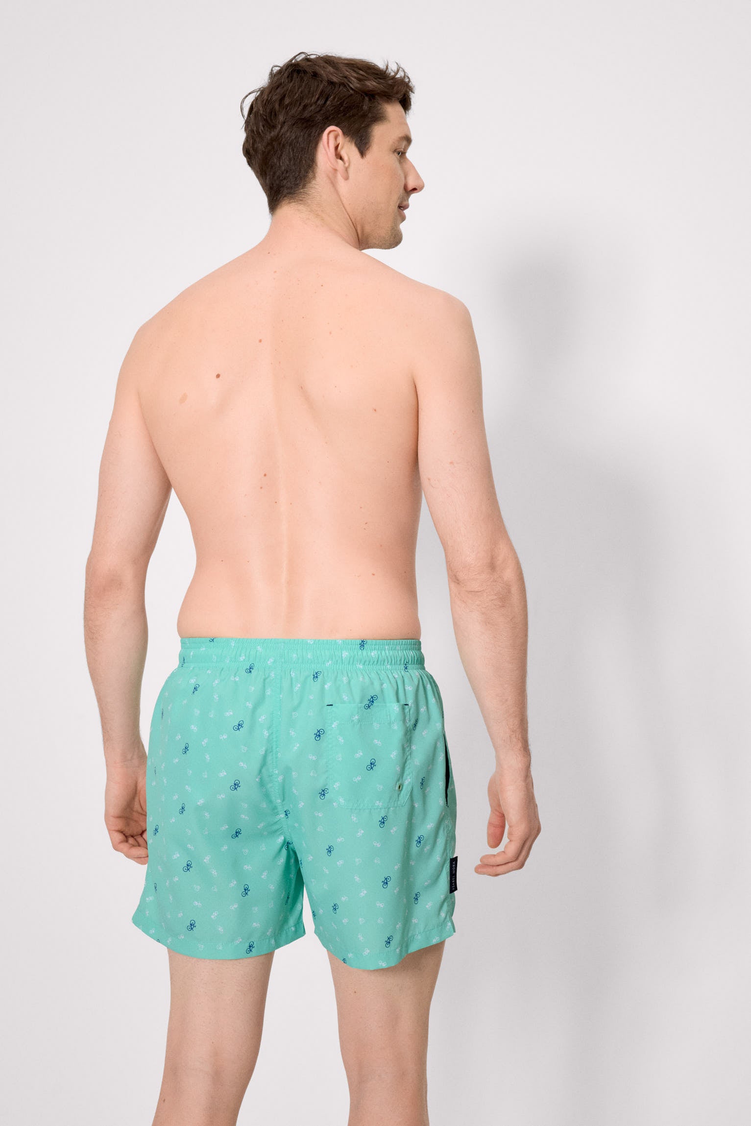 Maiô meia-lua com estampa de bicicleta verde