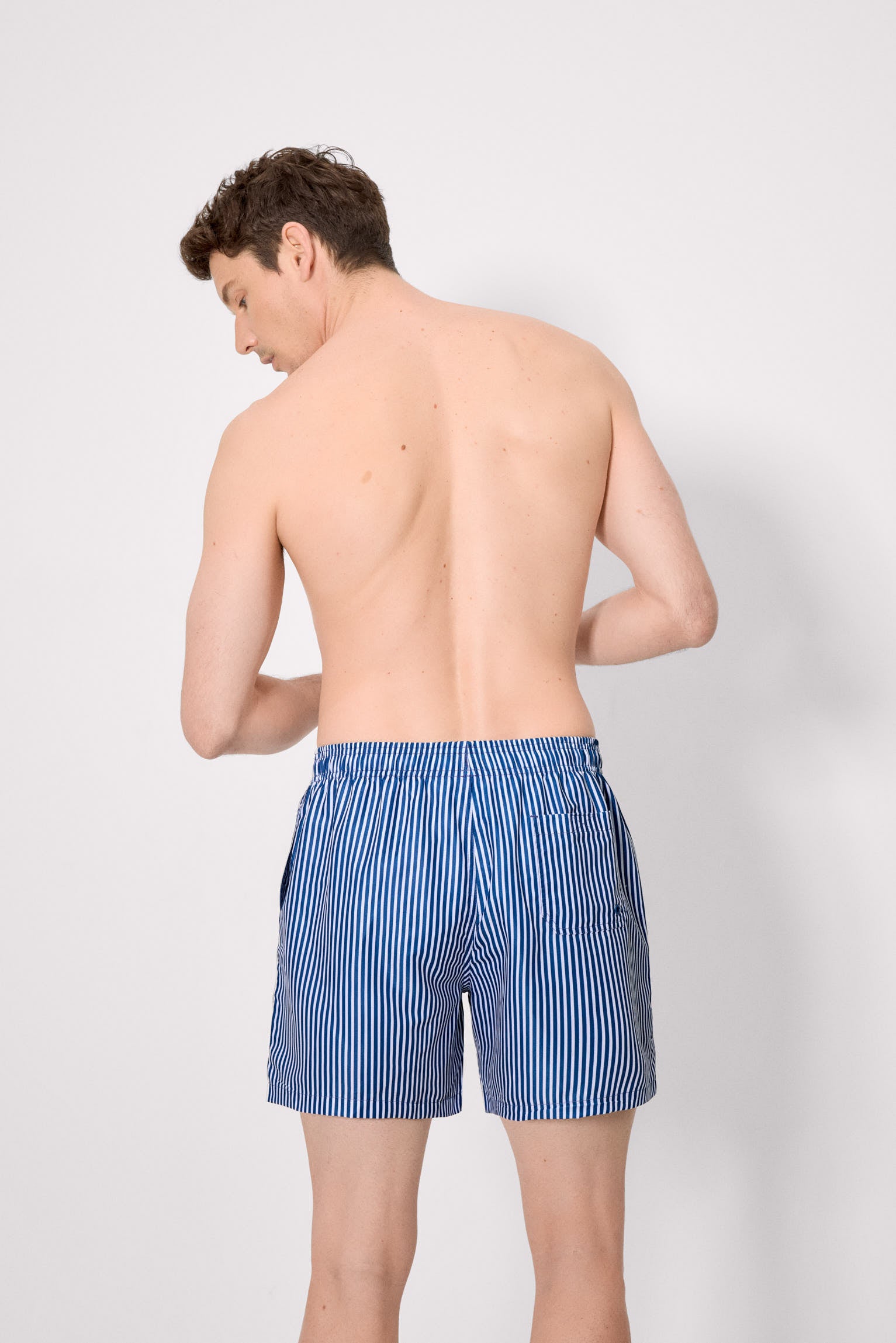 Bañador medio estampado rayas azul - Ysabel Mora