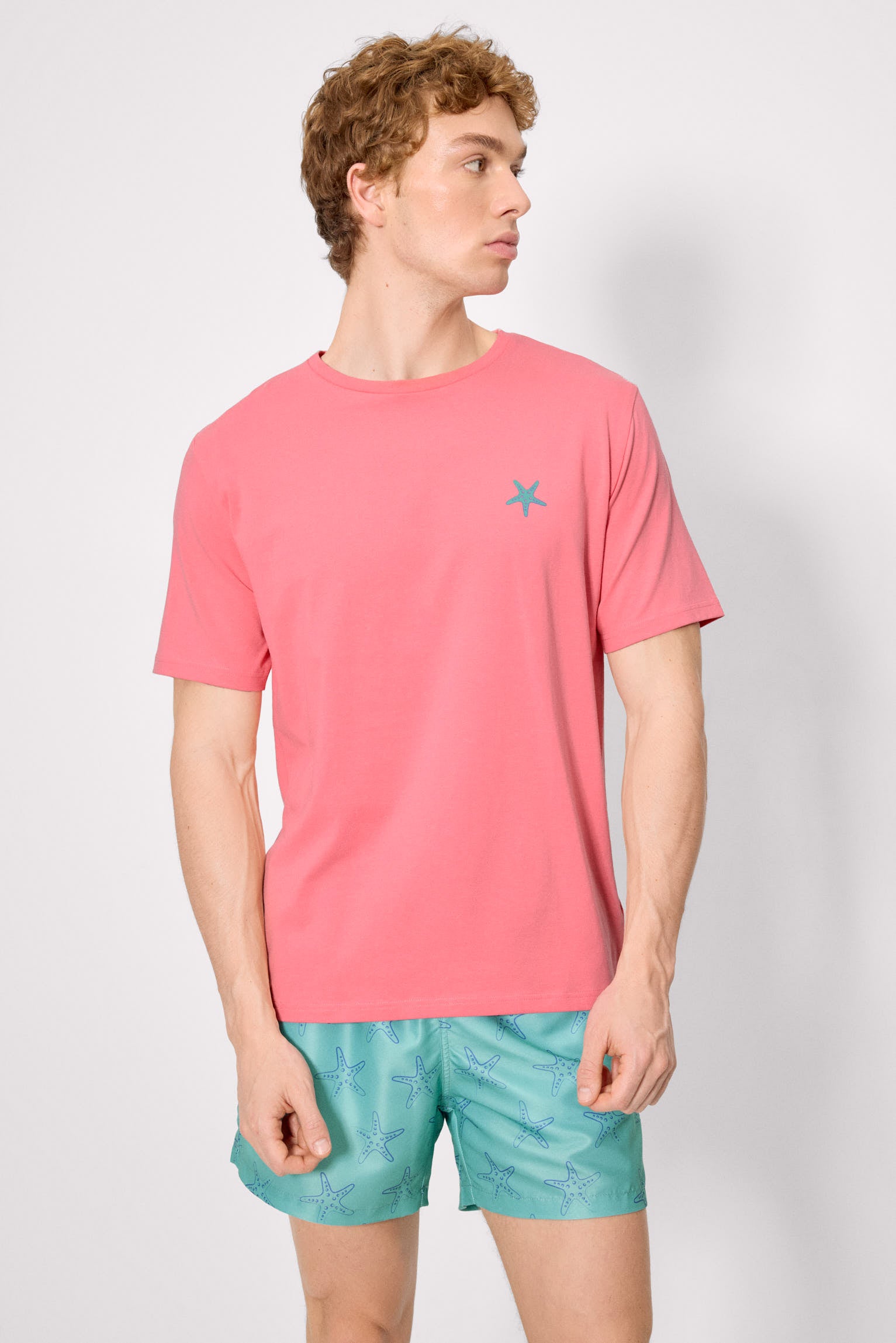 Camiseta manga corta estampado estrellas marinas rosa - Ysabel Mora