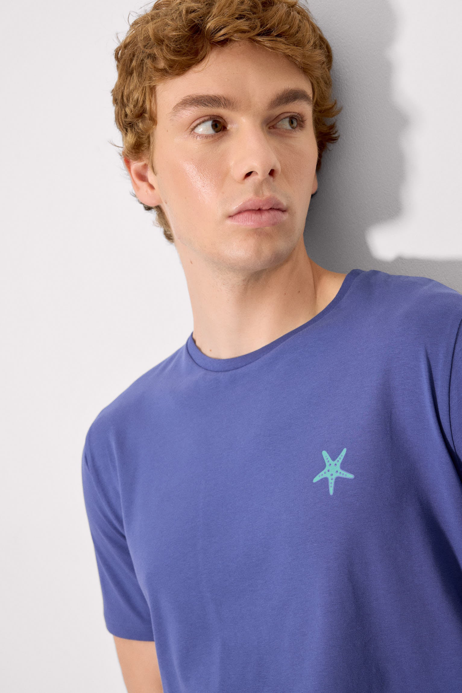 Camiseta manga corta estampado estrellas marinas azul - Ysabel Mora