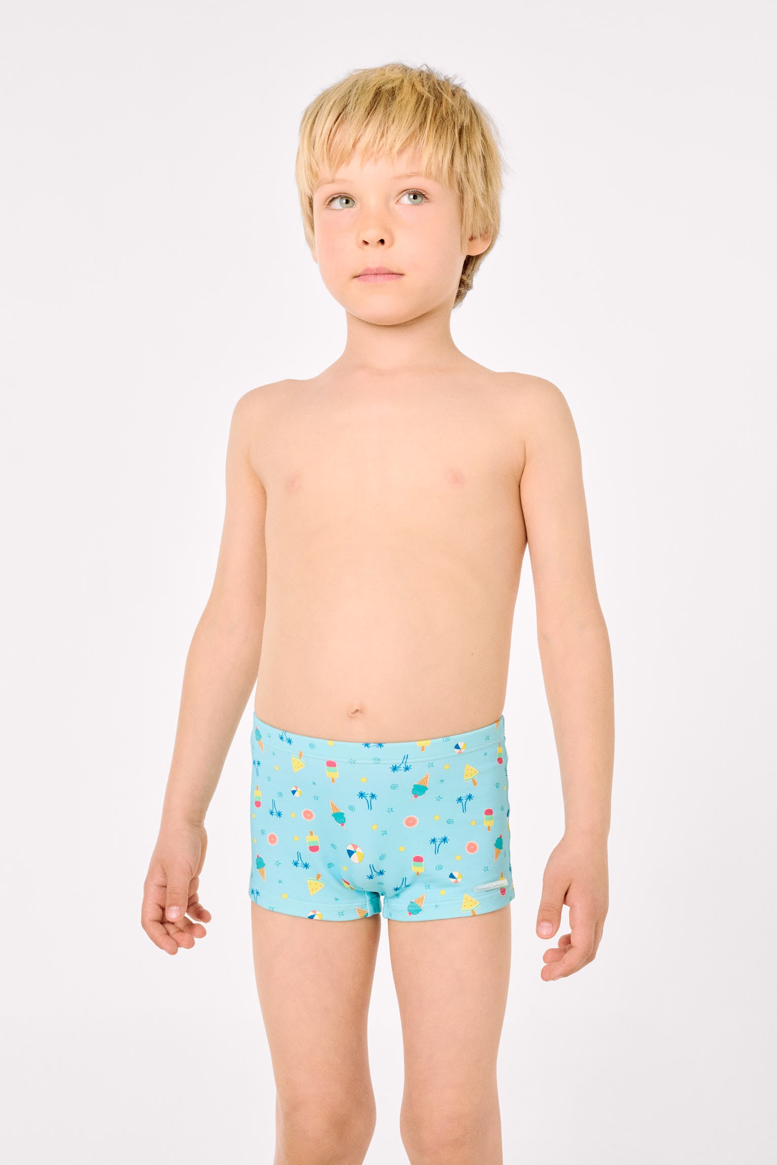 Calção de banho boxer infantil com estampa de sorvete