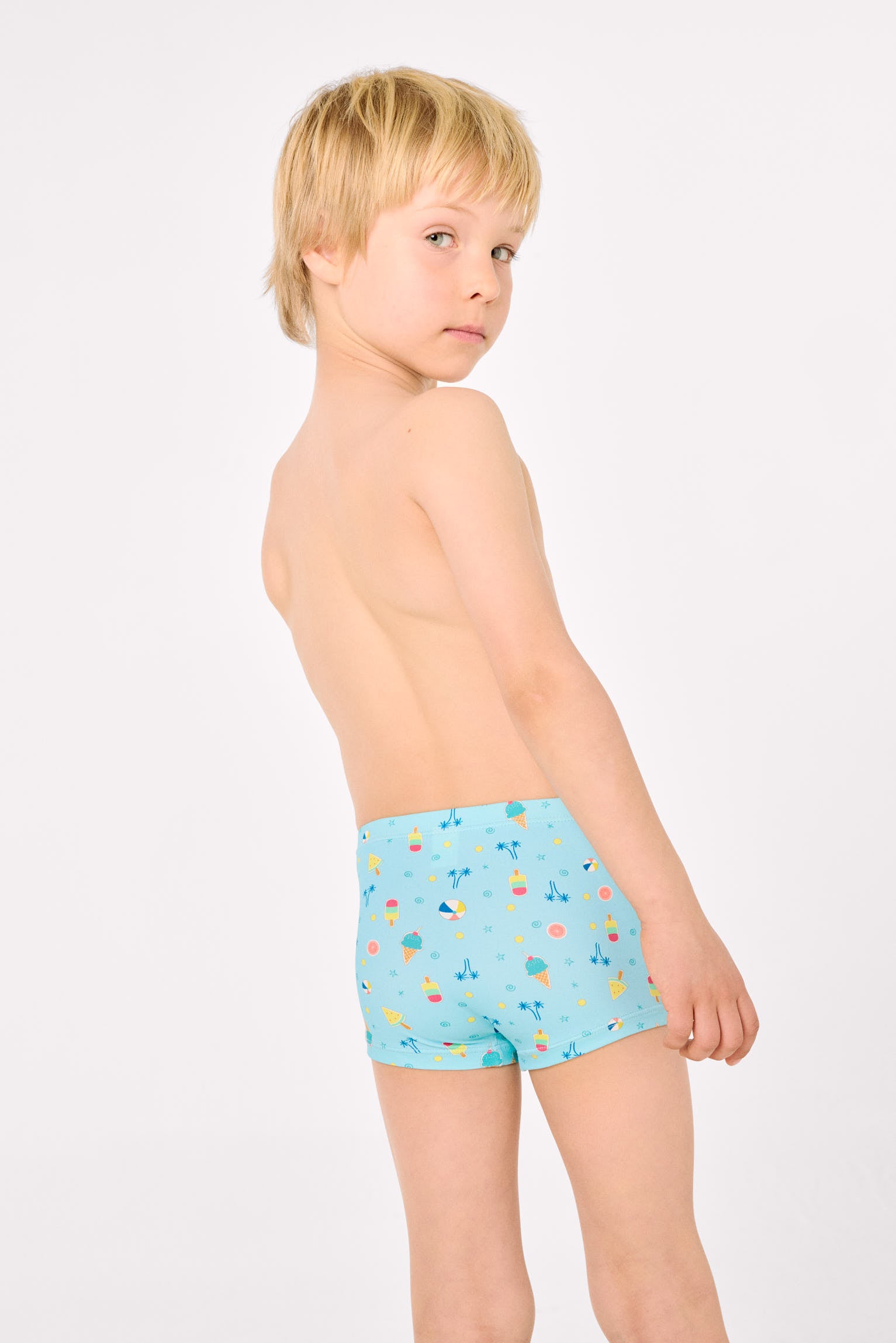Calção de banho boxer infantil com estampa de sorvete