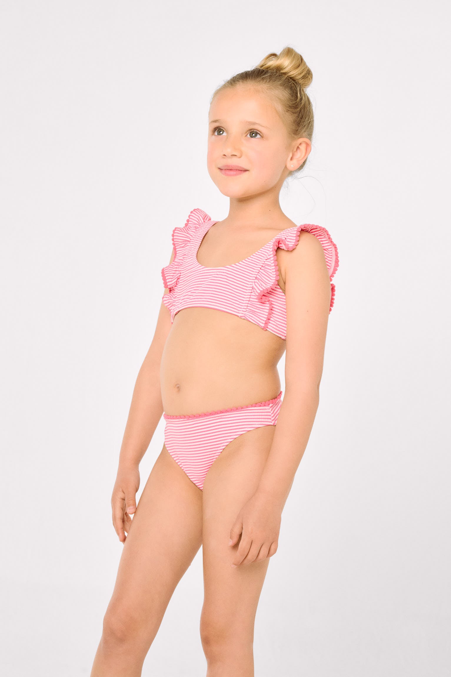 Bikini niña detalle volantes estampado rayas - Ysabel Mora