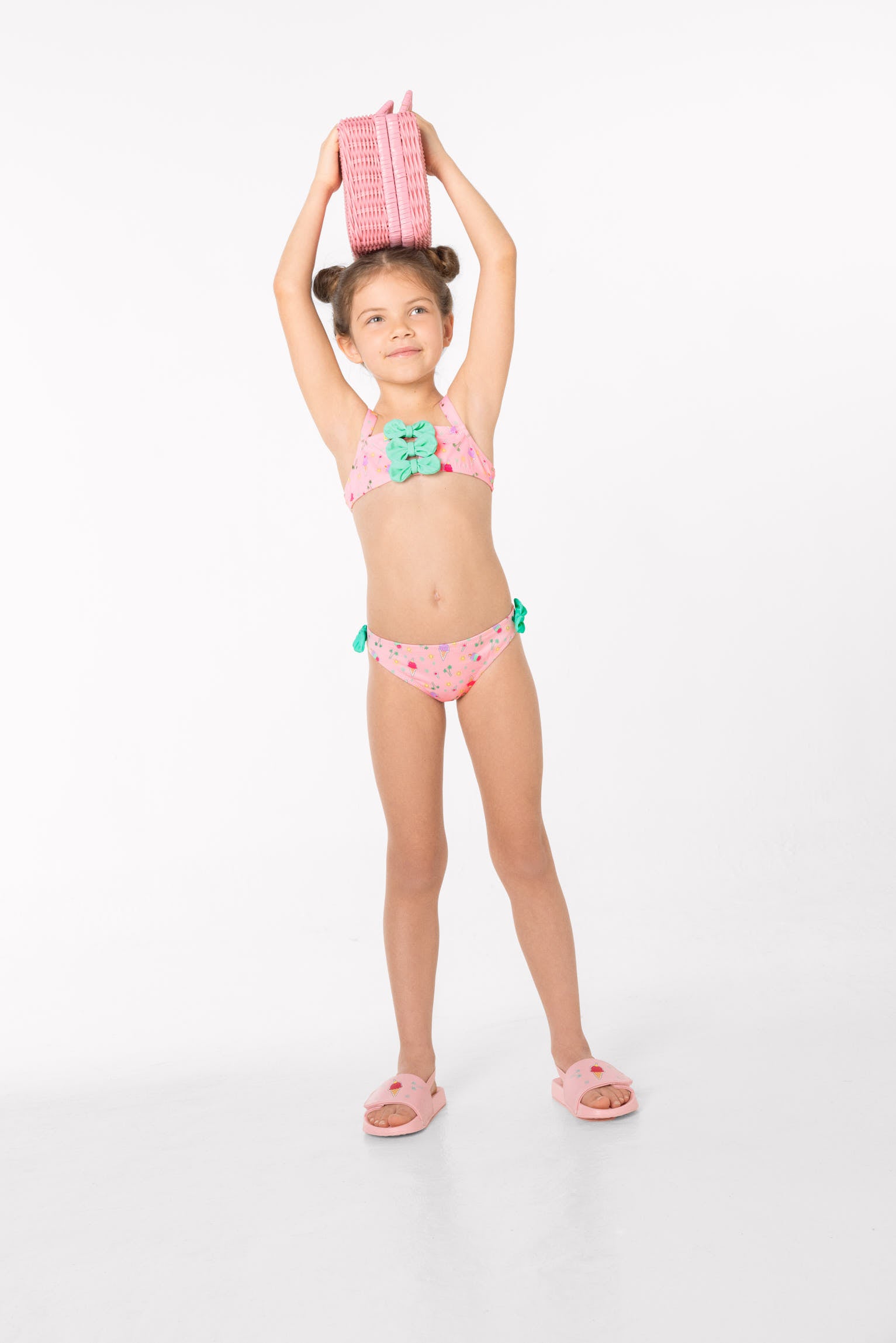 Bikini niña detalles lazos estampado veraniego helados - Ysabel Mora