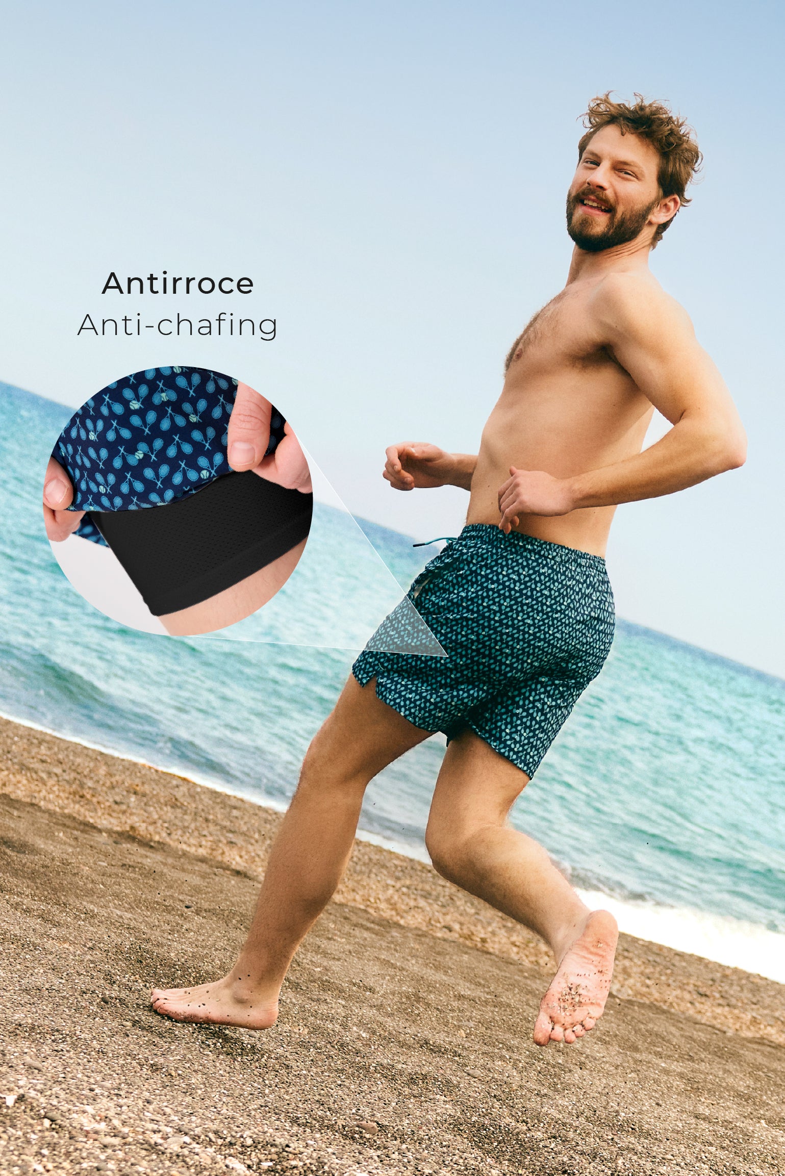 Bañador medio malla interior antirroce estampado raquetas - Ysabel Mora