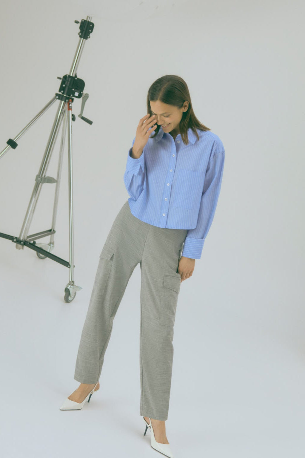 Calça cargo cinza casual