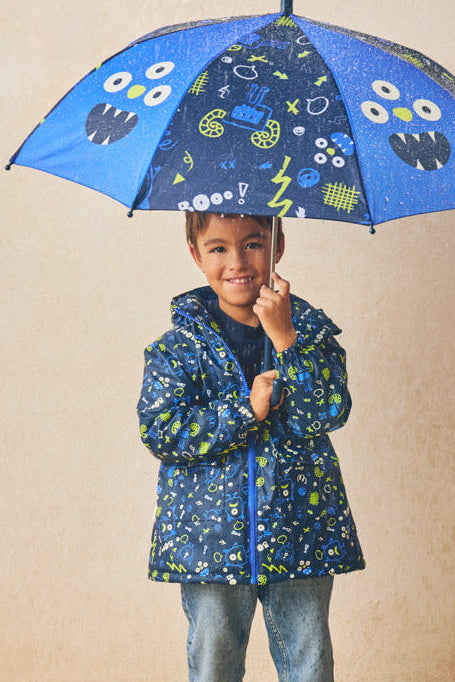 PRÉ-VENDA Capa de chuva de menino estampado de monstros com forro polar