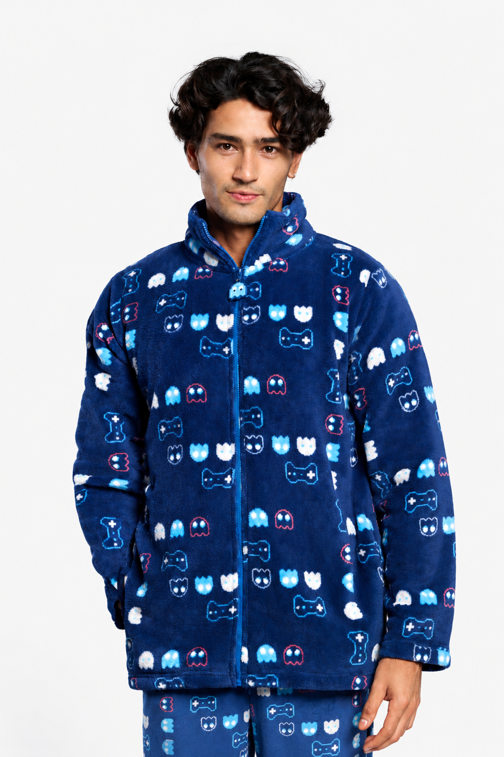 Roupão curto de homem polar coral estampado gamer