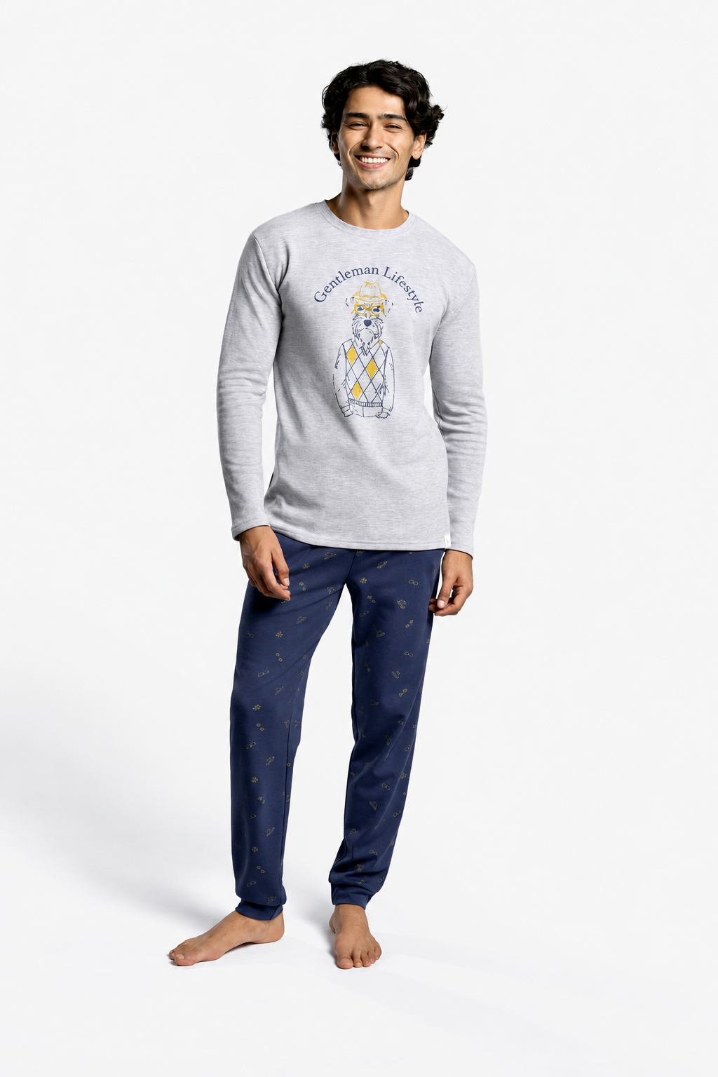 Pijama comprido de homem cardado estampado Gentleman Lifestyle