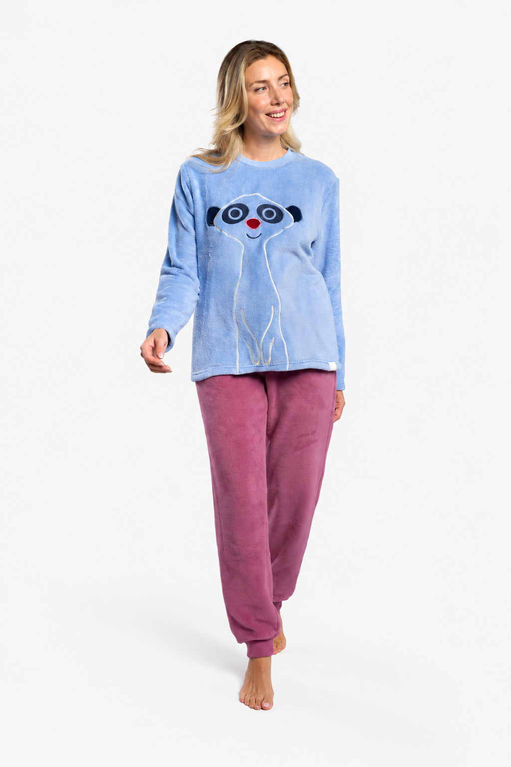 Pijama comprido de mulher polar coral suricata