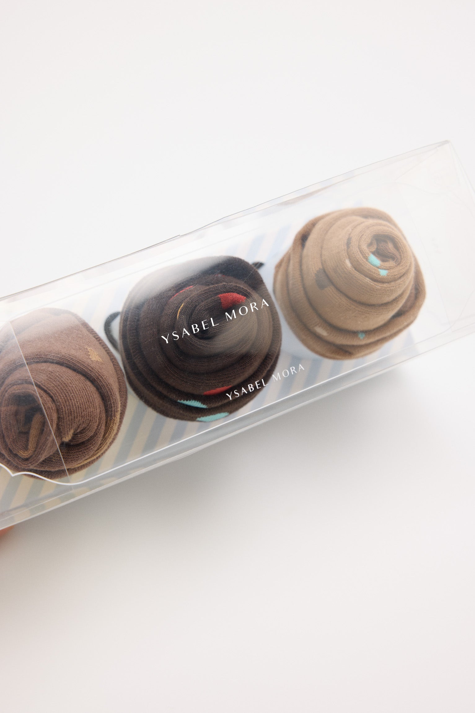 Pacote de presente com 3 meias de muffin de chocolate