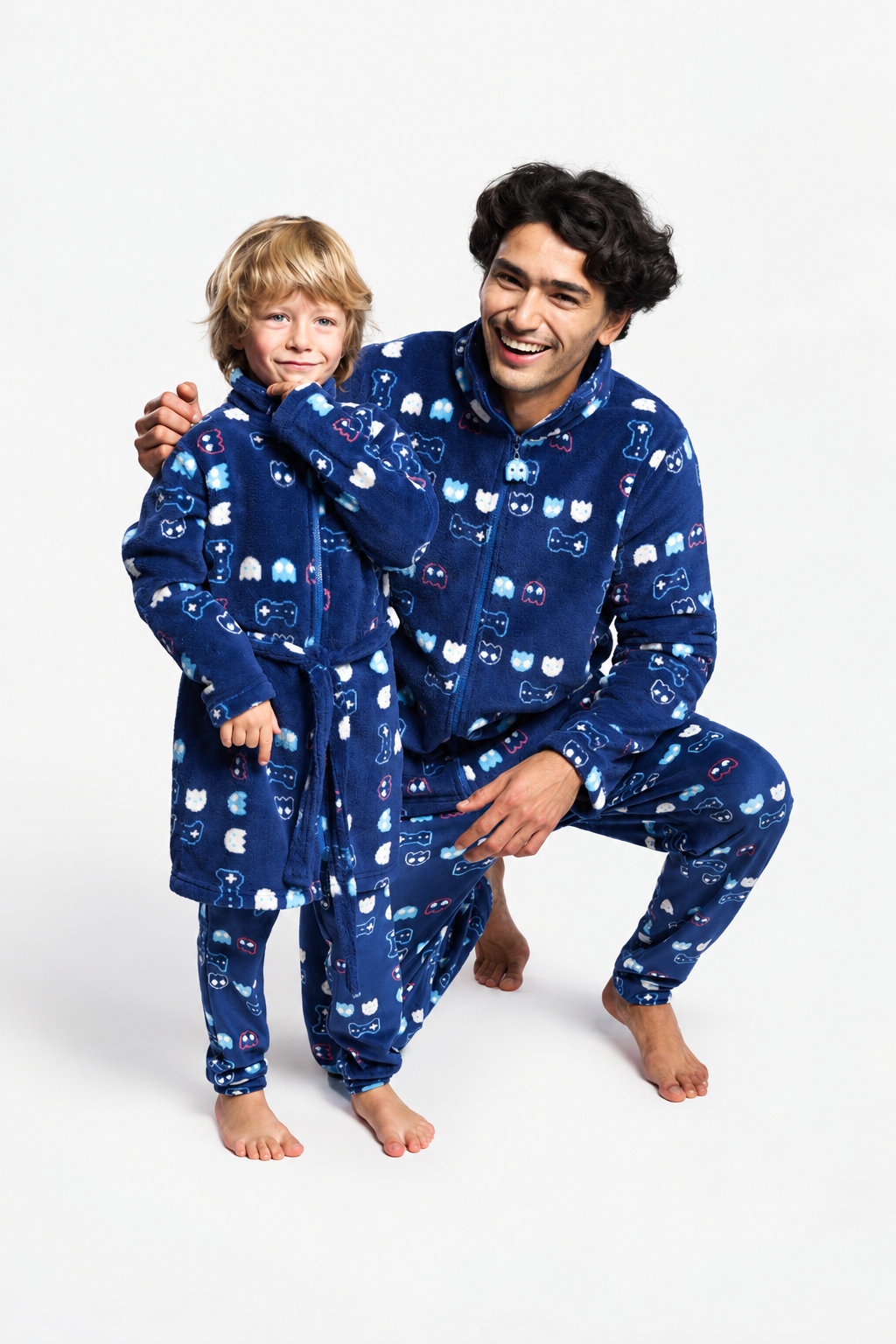Roupão curto de homem polar coral estampado gamer