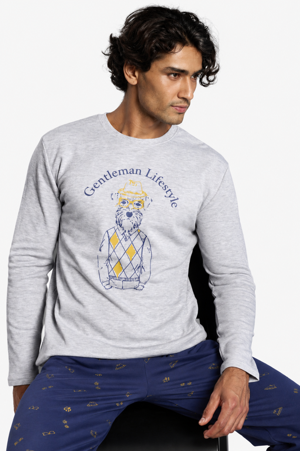Pijama comprido de homem cardado estampado Gentleman Lifestyle
