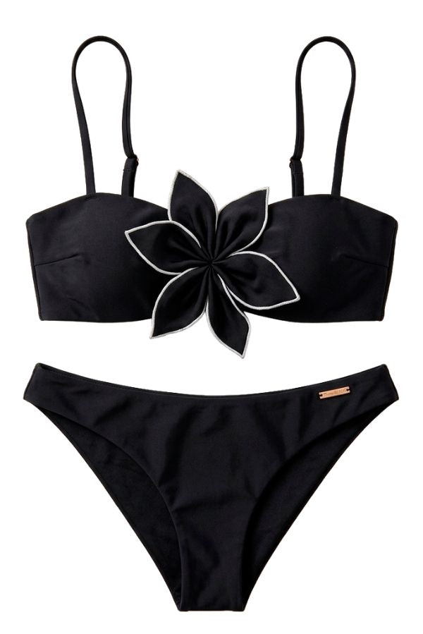 Conjunto playa y bikini flor negra @esperanza_as