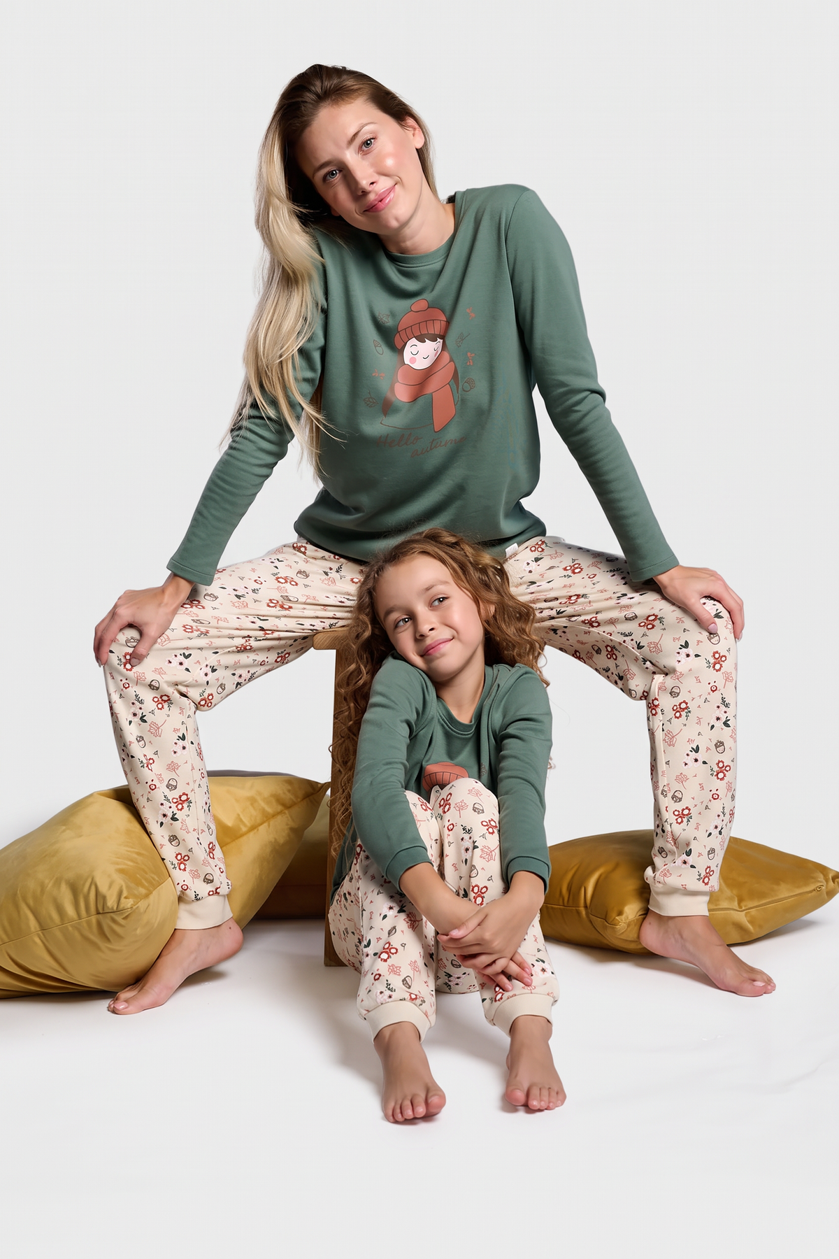 Pijama comprido de mulher cardado estampado Outono quente