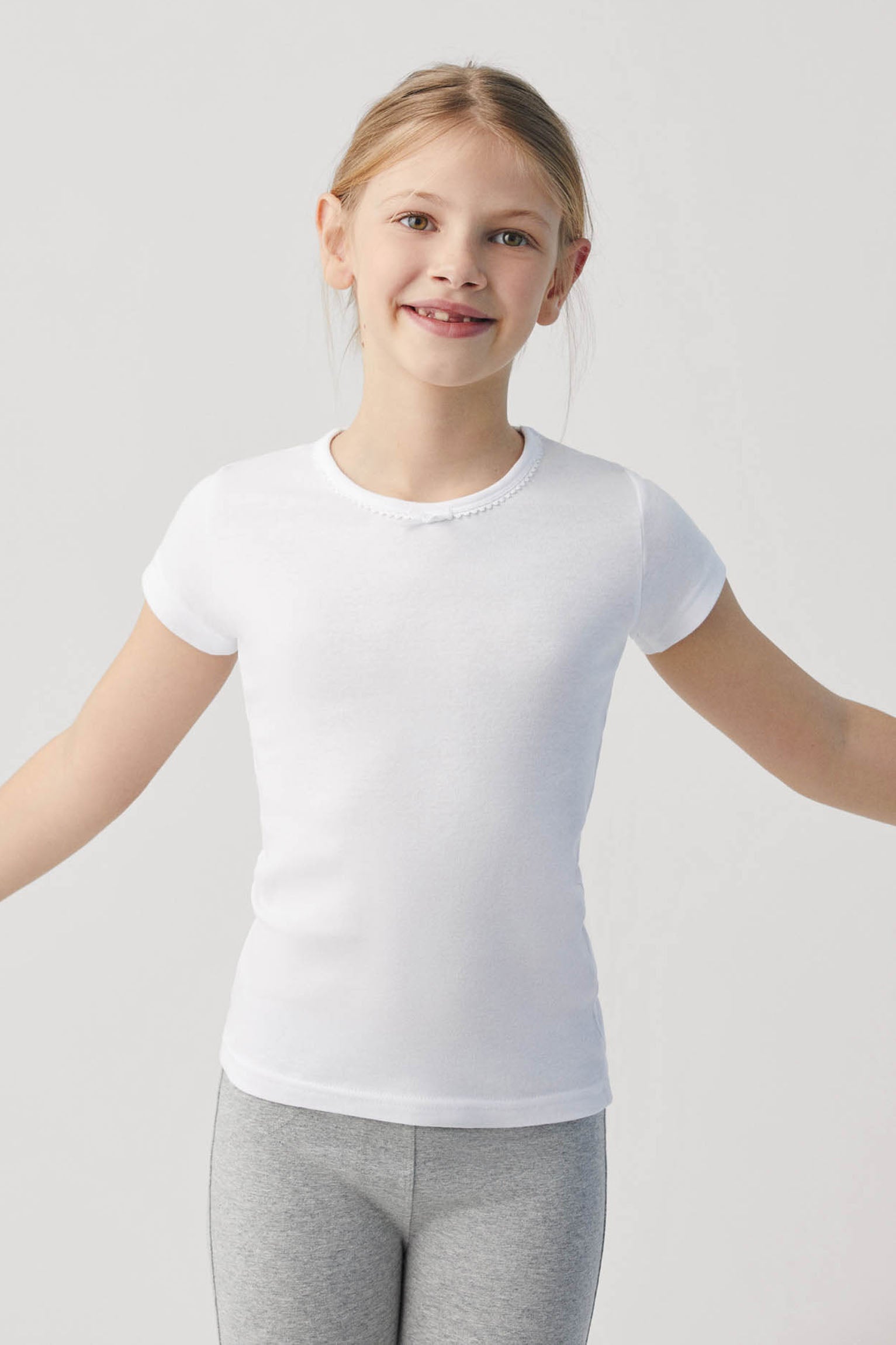 18307 2 camiseta interior niña manga corta - Blanco