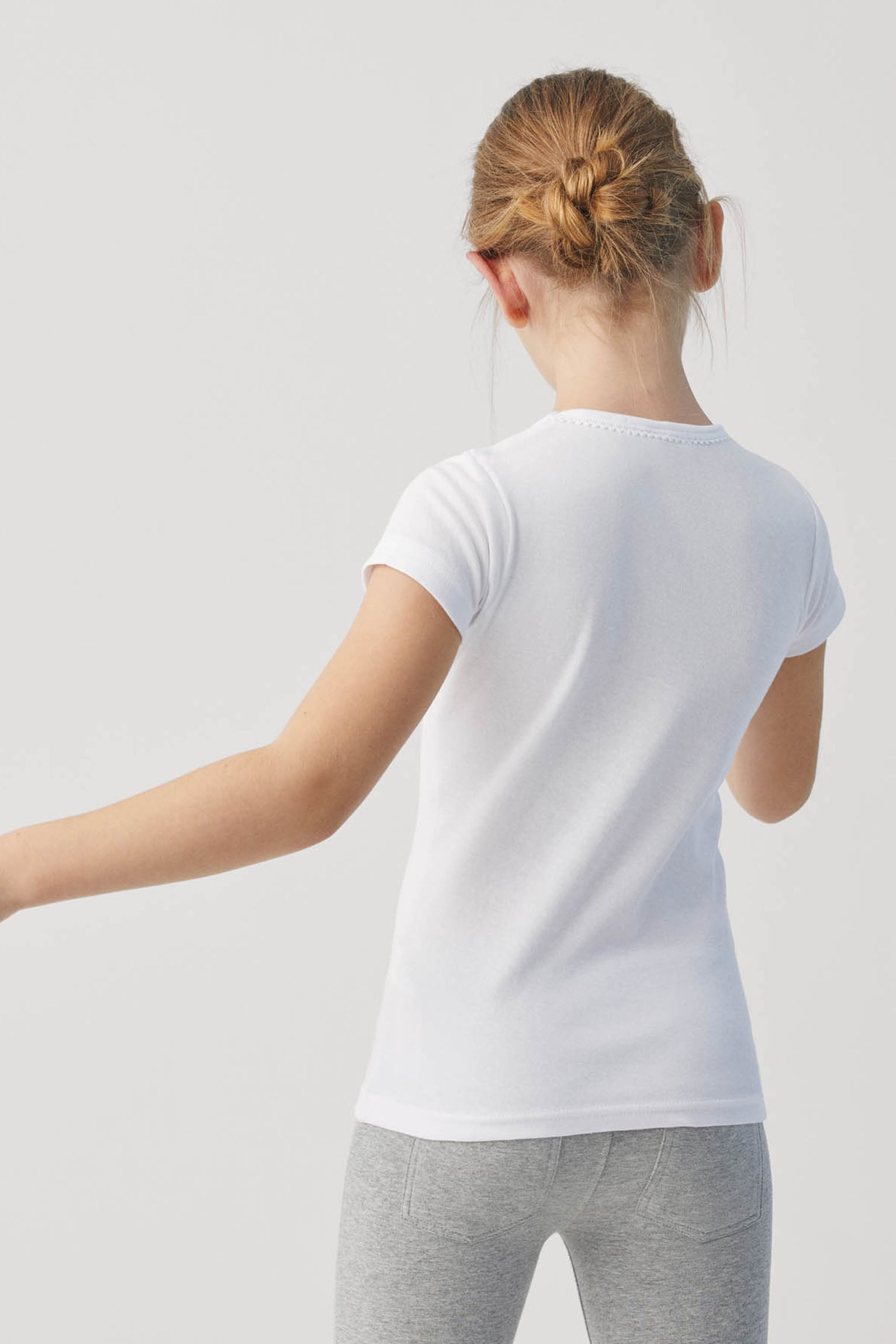 18307 3 camiseta interior niña manga corta - Blanco